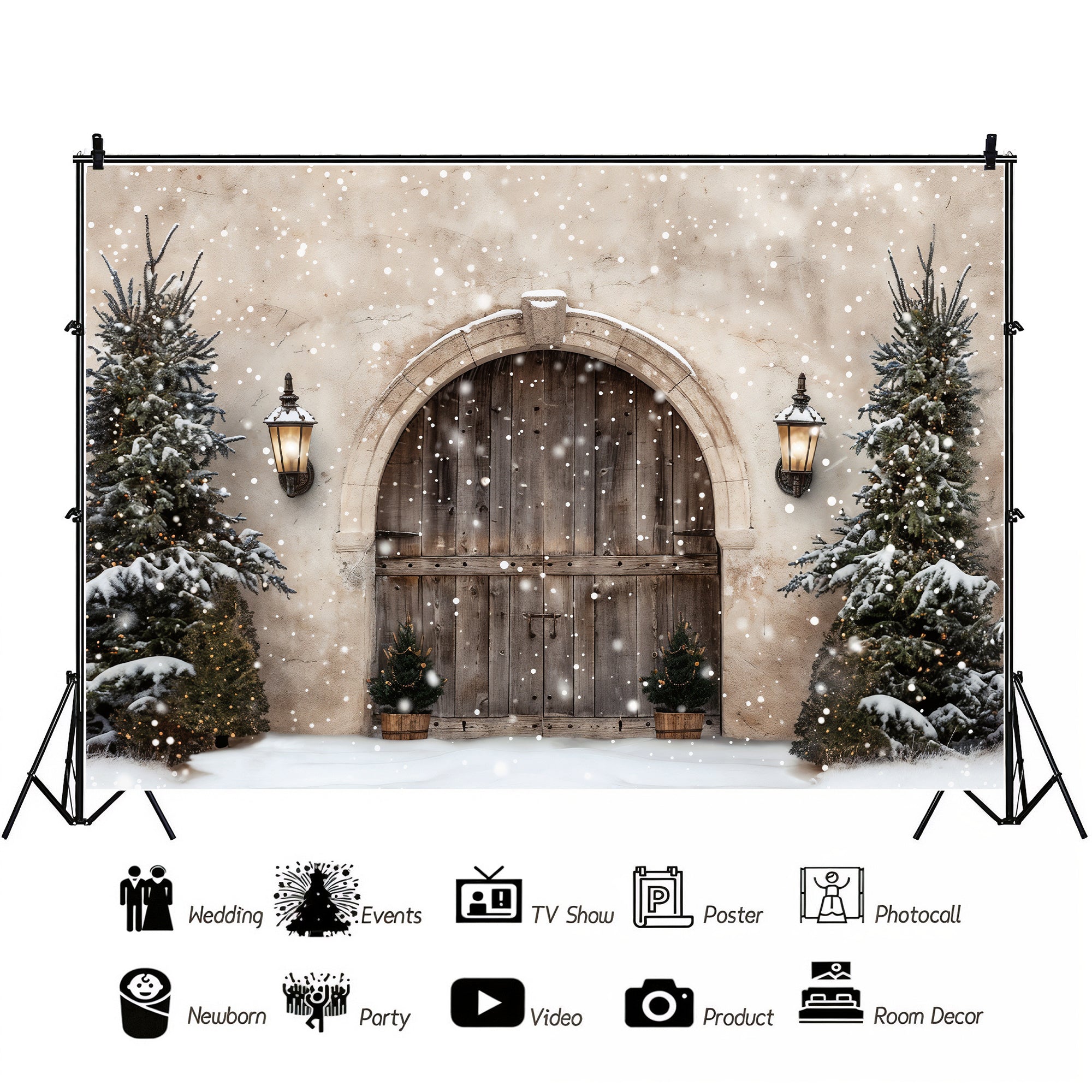 Winter Wonderland Arched Doorway Backdrop