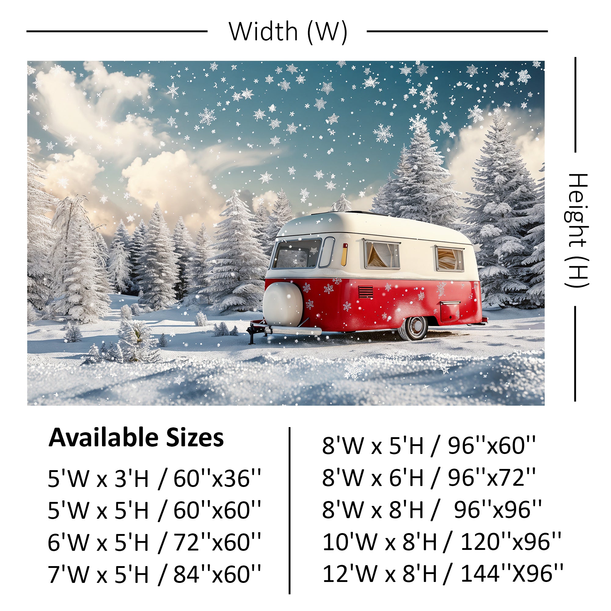 Snowy Camper Christmas Wonderland Backdrop
