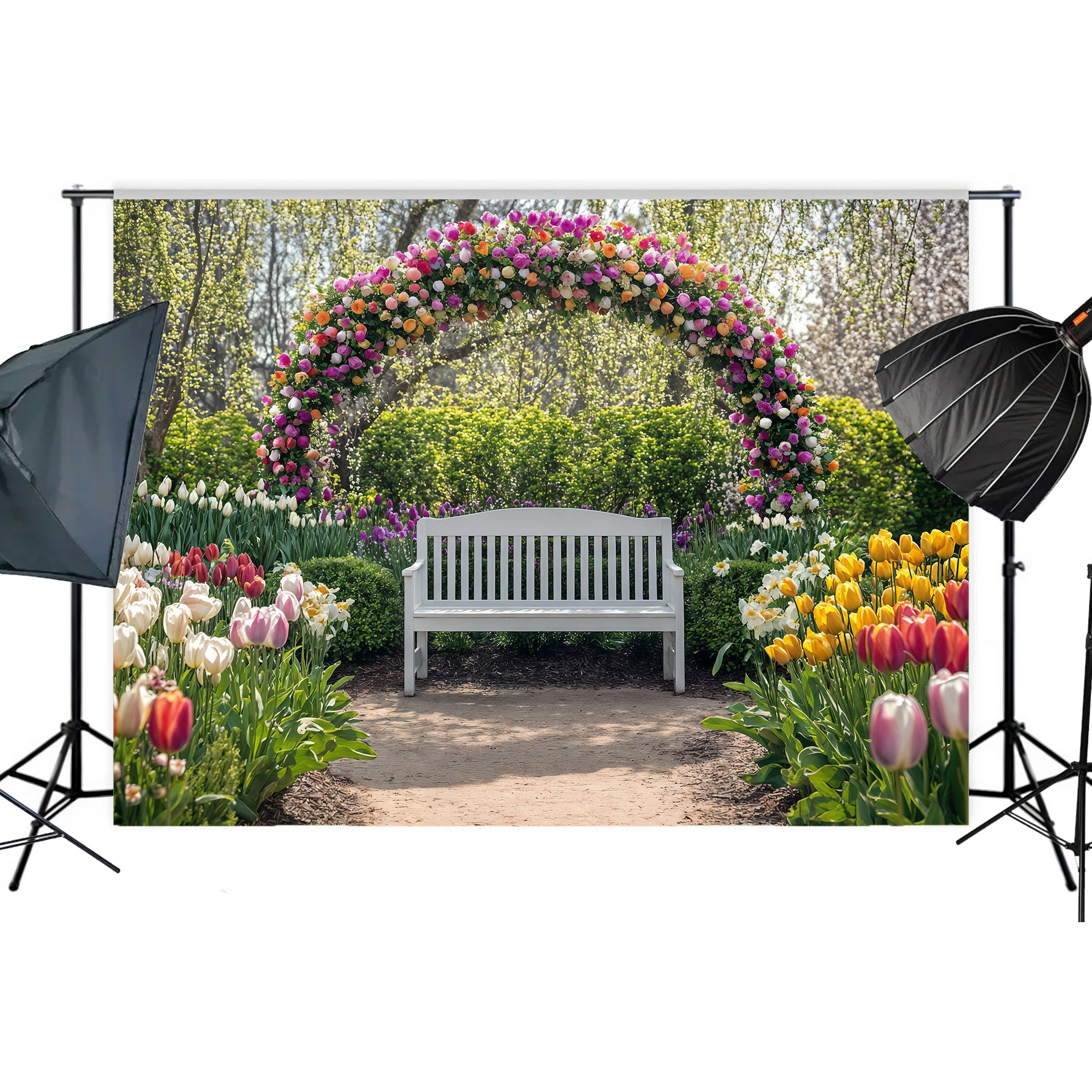 Vibrant Easter Garden Arch Backdrop