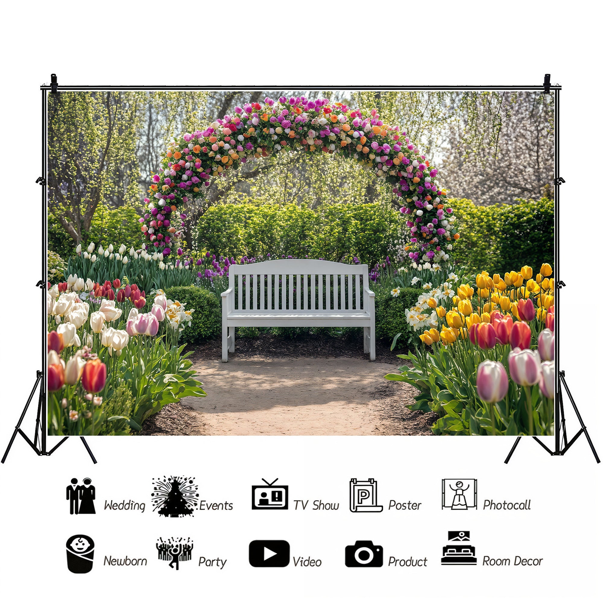 Vibrant Easter Garden Arch Backdrop