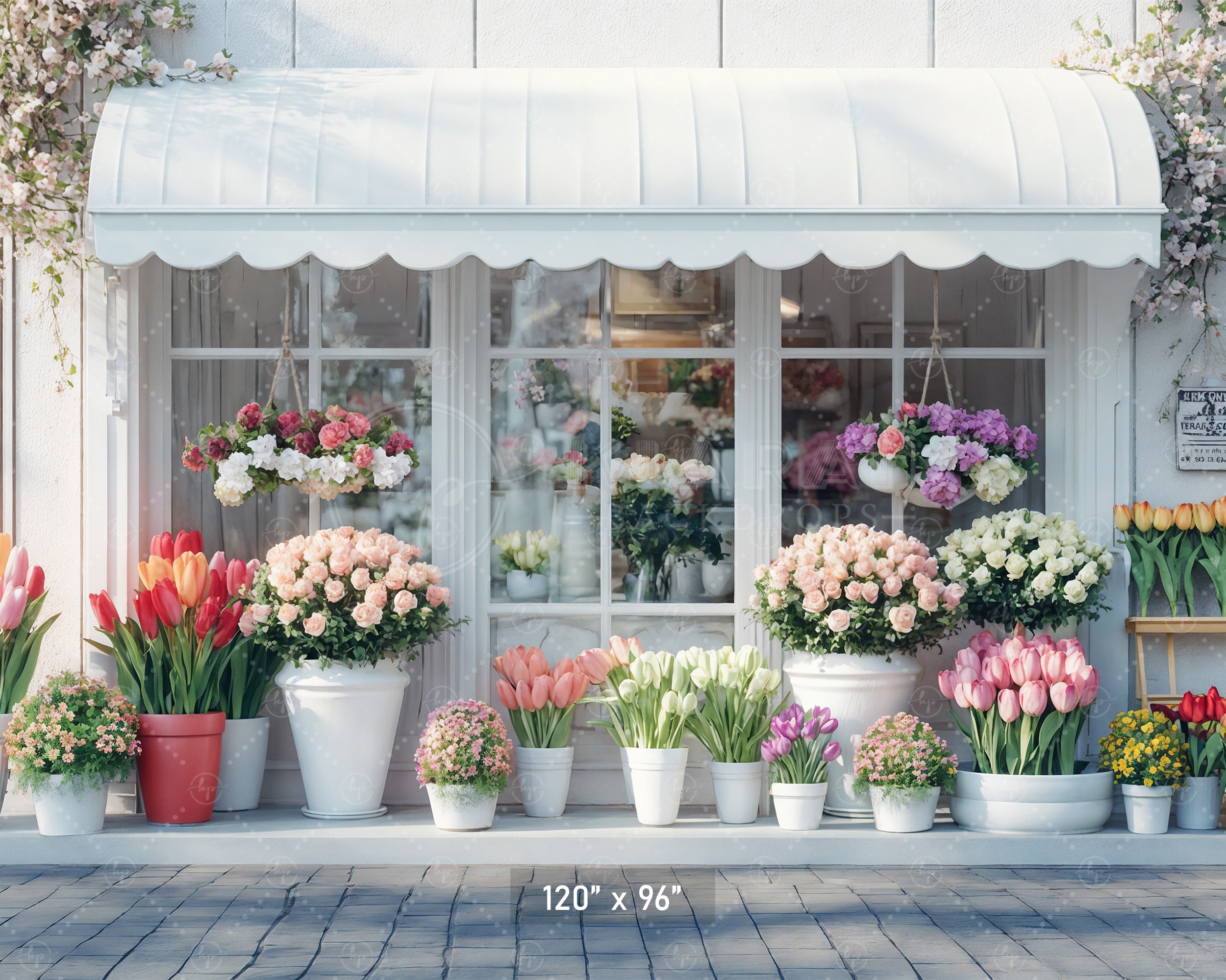 Picturesque Flower Shop Front Backdrop