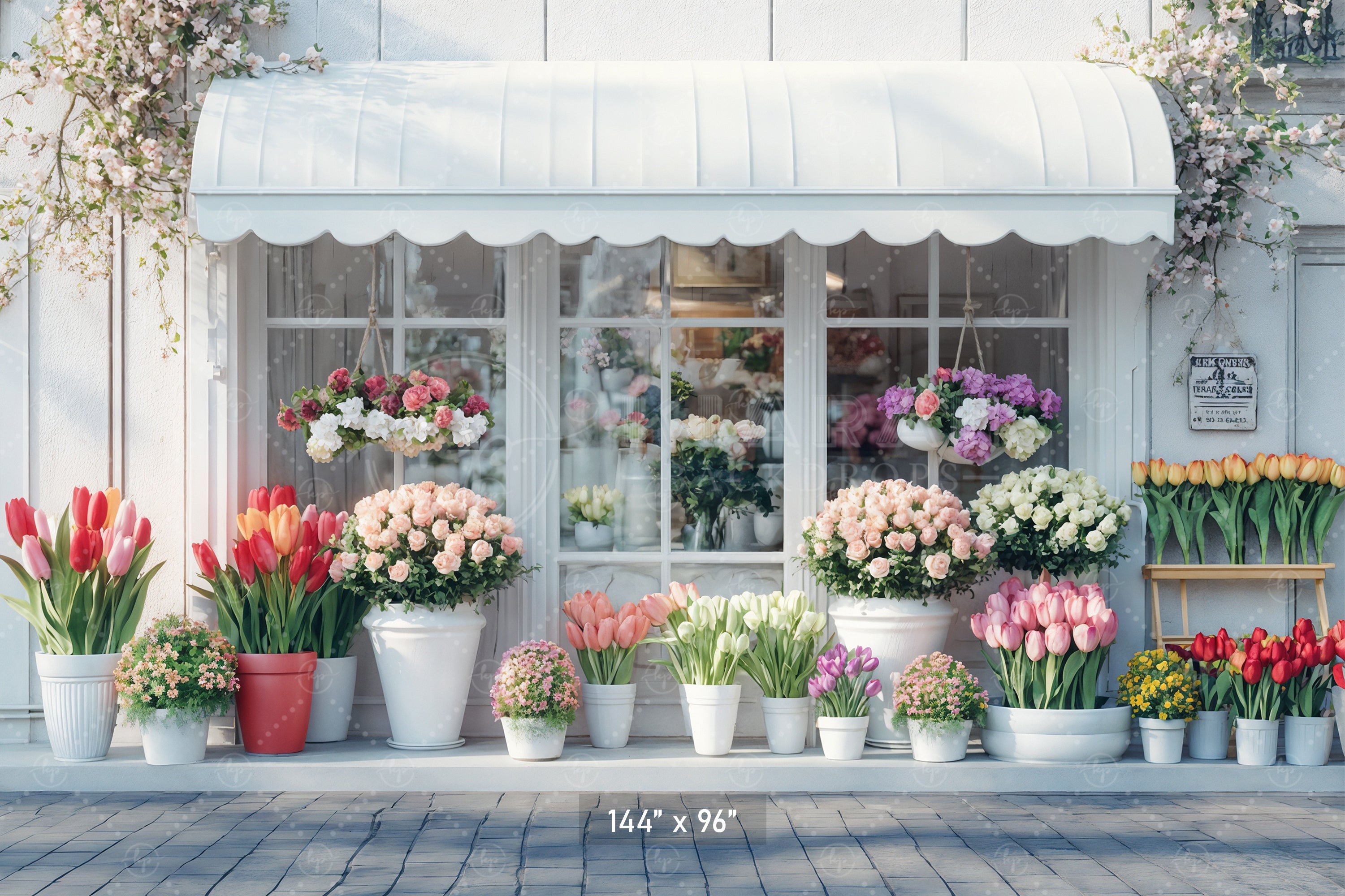 Picturesque Flower Shop Front Backdrop