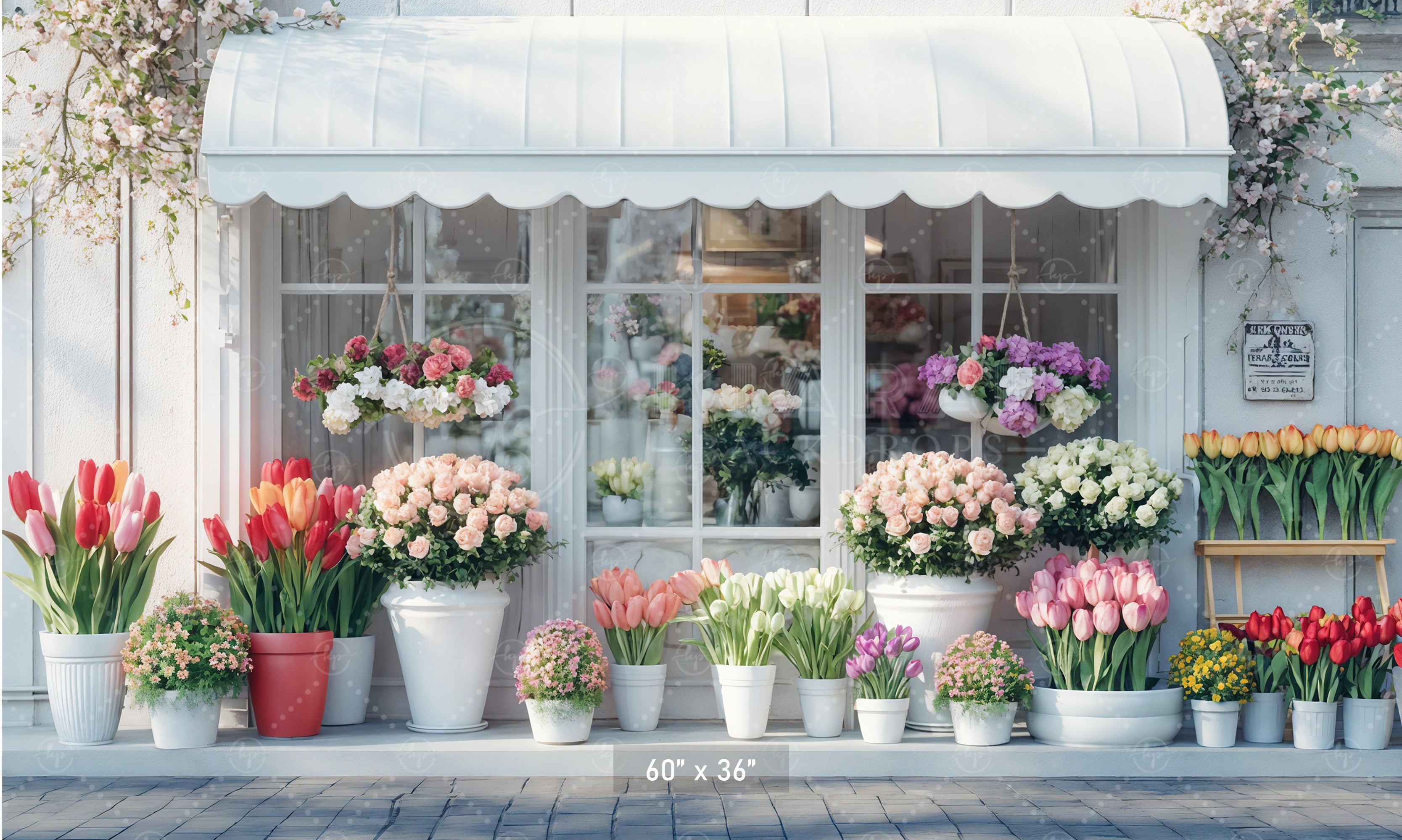 Picturesque Flower Shop Front Backdrop