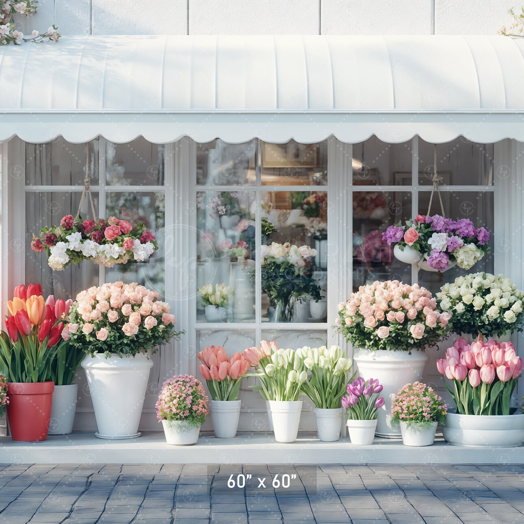 Picturesque Flower Shop Front Backdrop