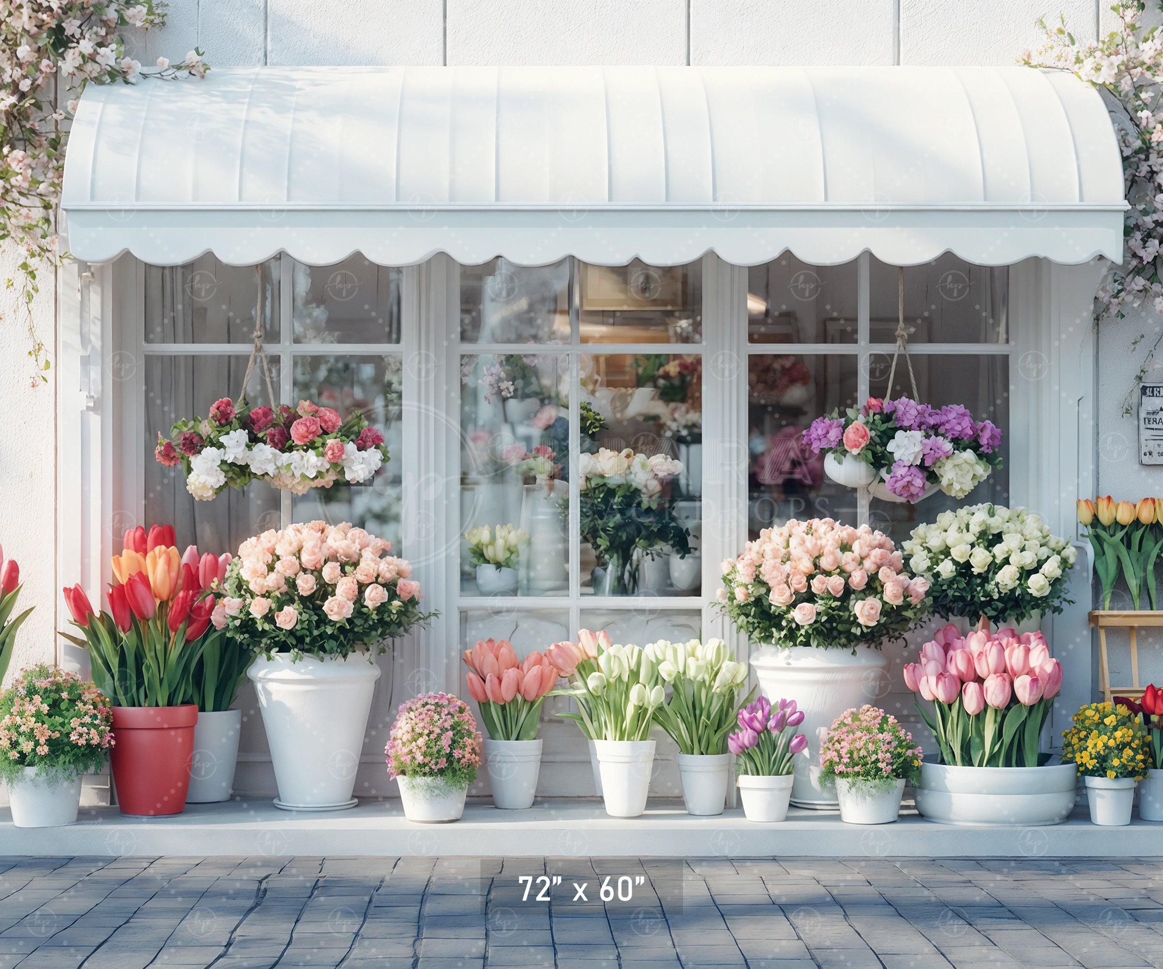 Picturesque Flower Shop Front Backdrop