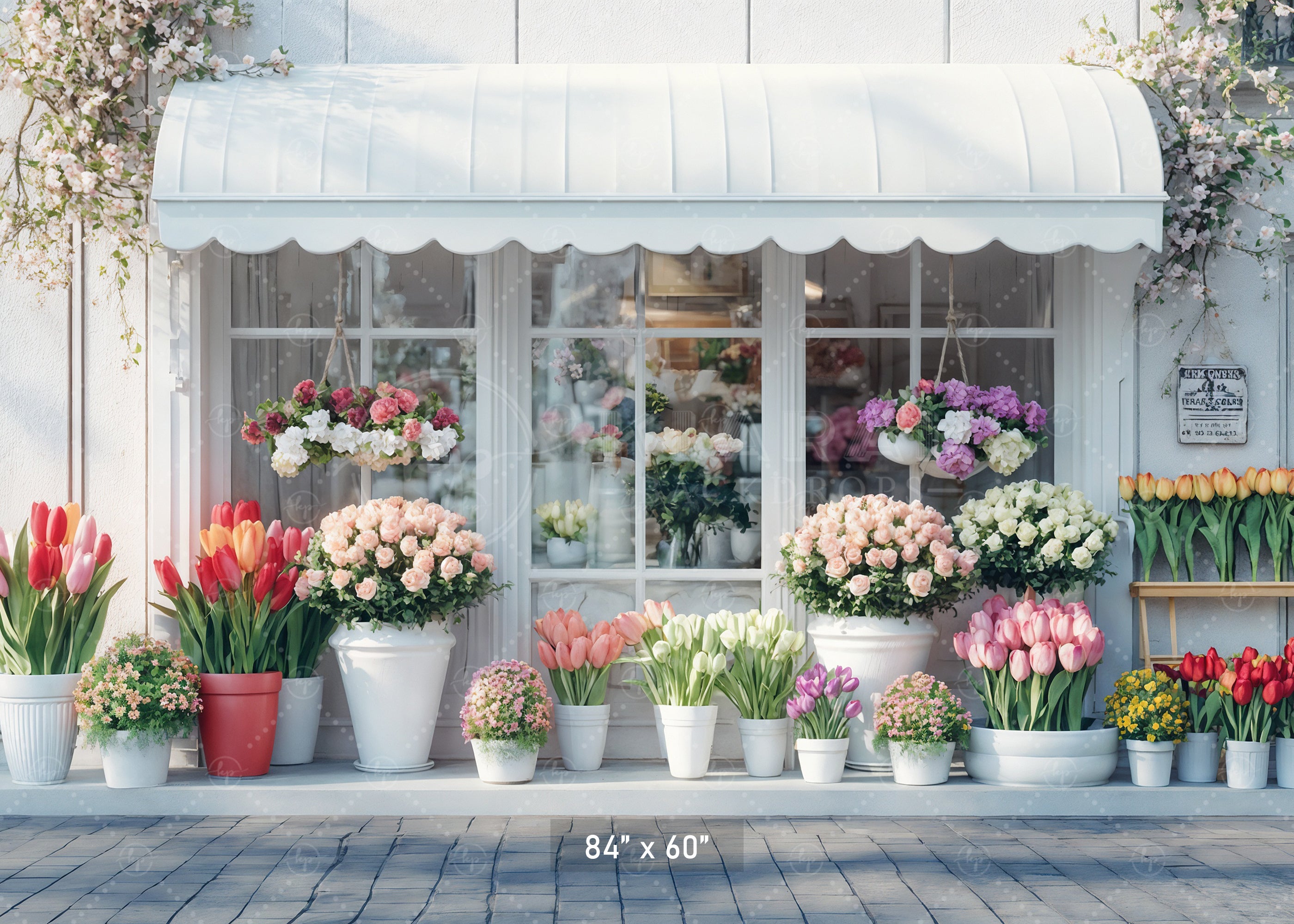 Picturesque Flower Shop Front Backdrop
