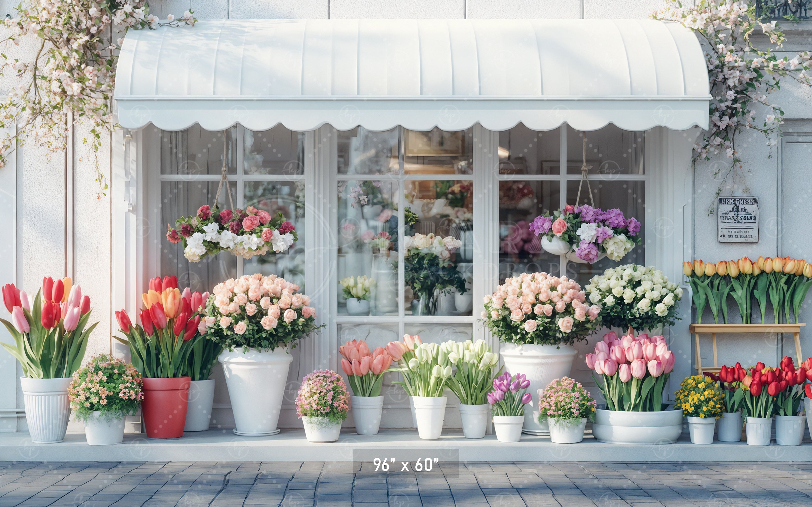 Picturesque Flower Shop Front Backdrop