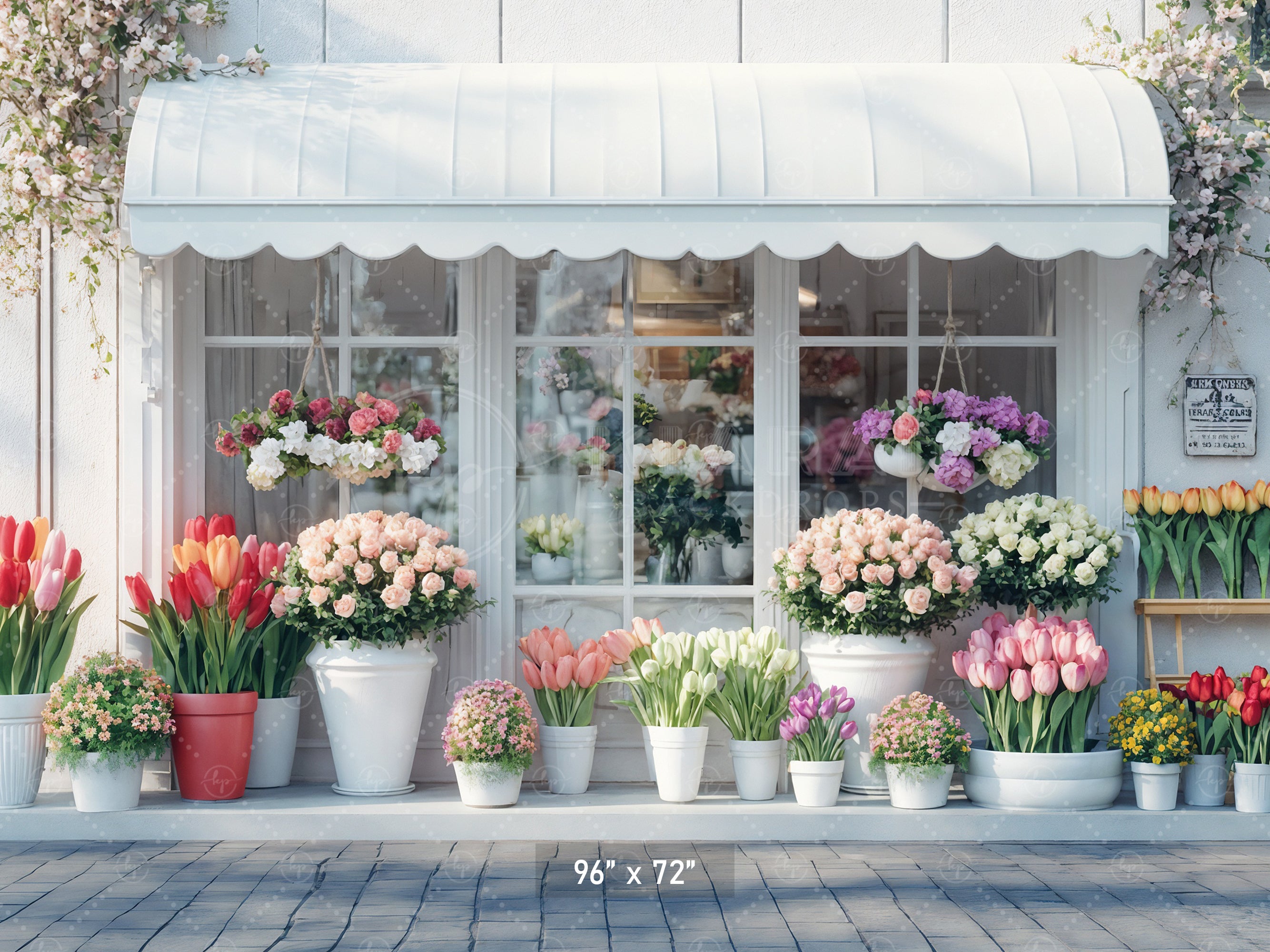 Picturesque Flower Shop Front Backdrop