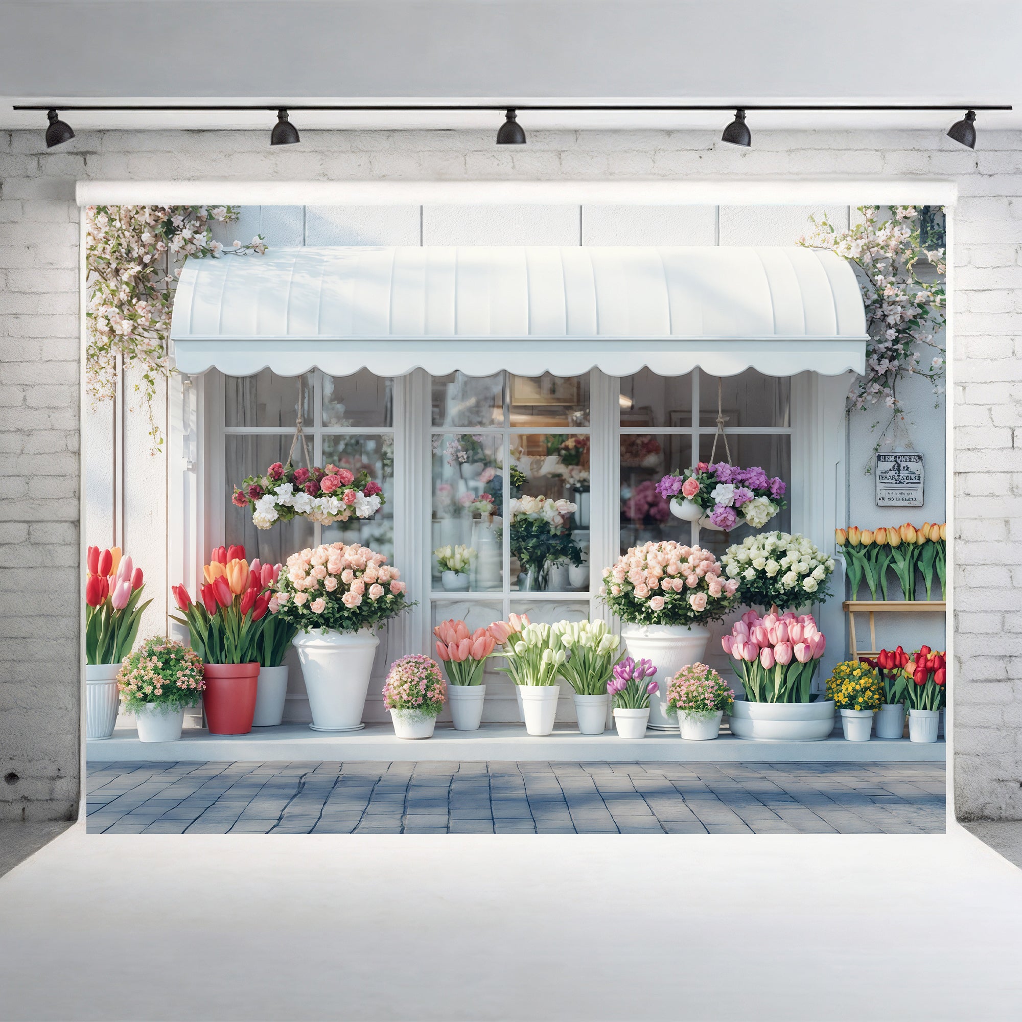Picturesque Flower Shop Front Backdrop