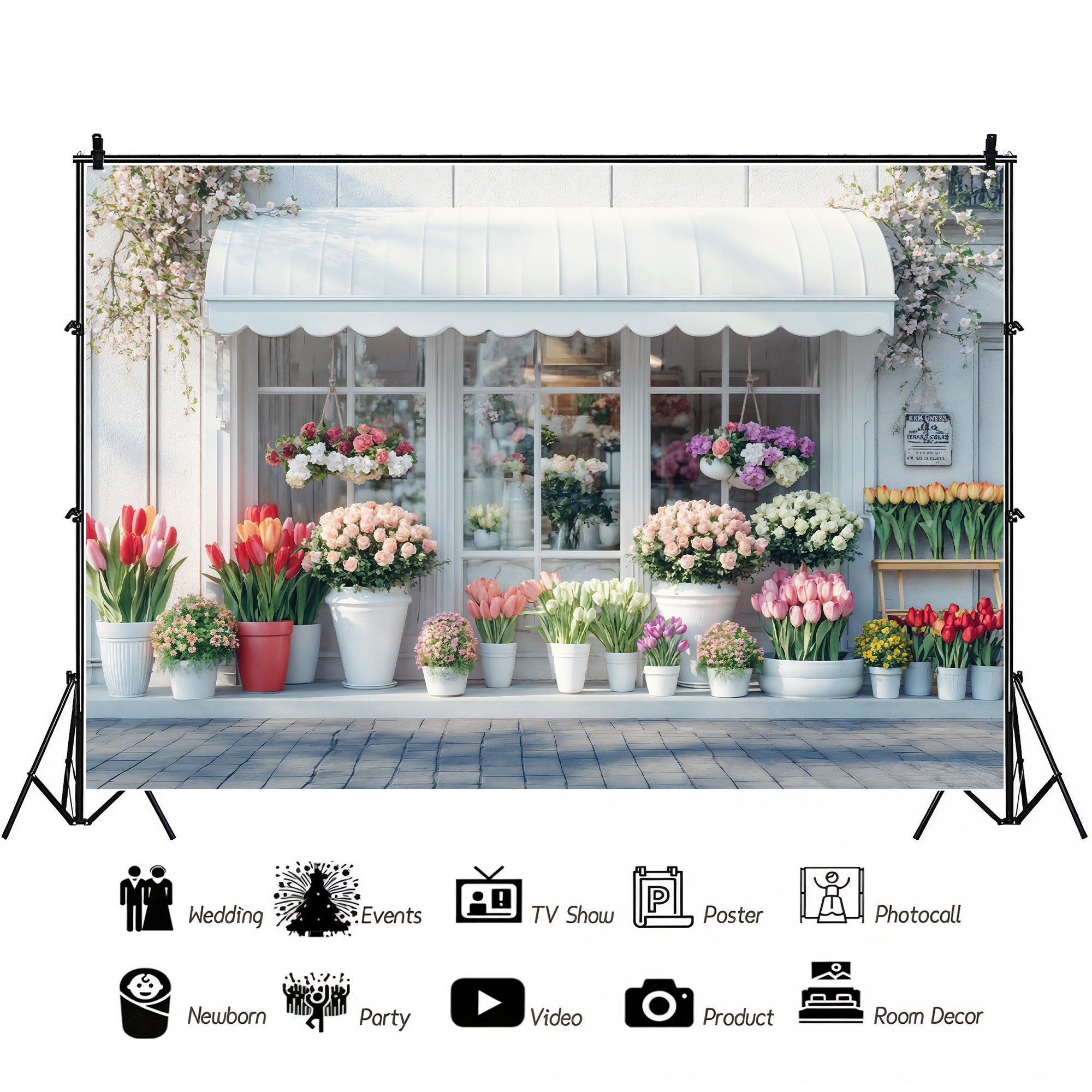 Picturesque Flower Shop Front Backdrop