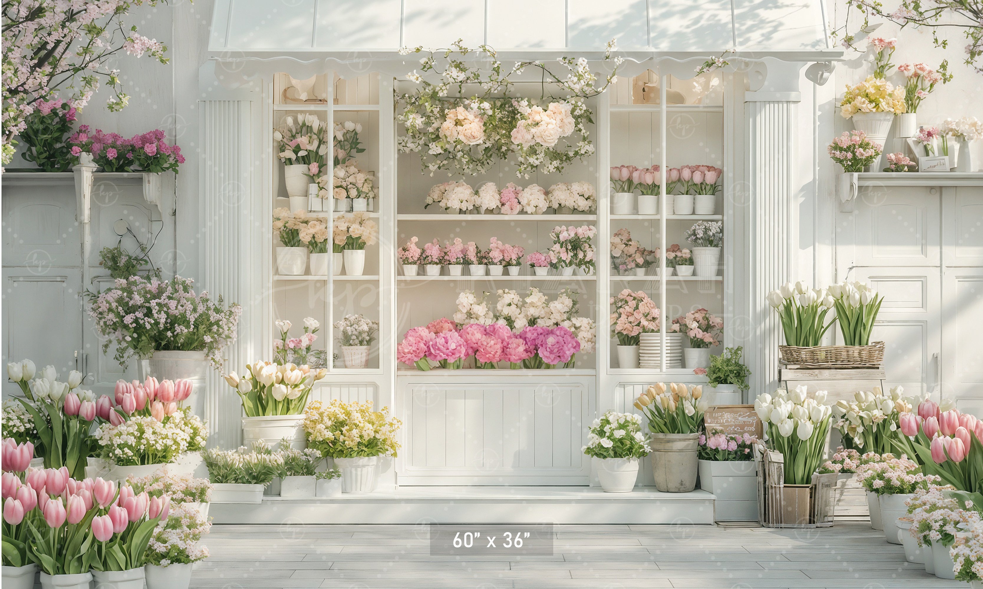 Chic Floral Boutique Facade Backdrop