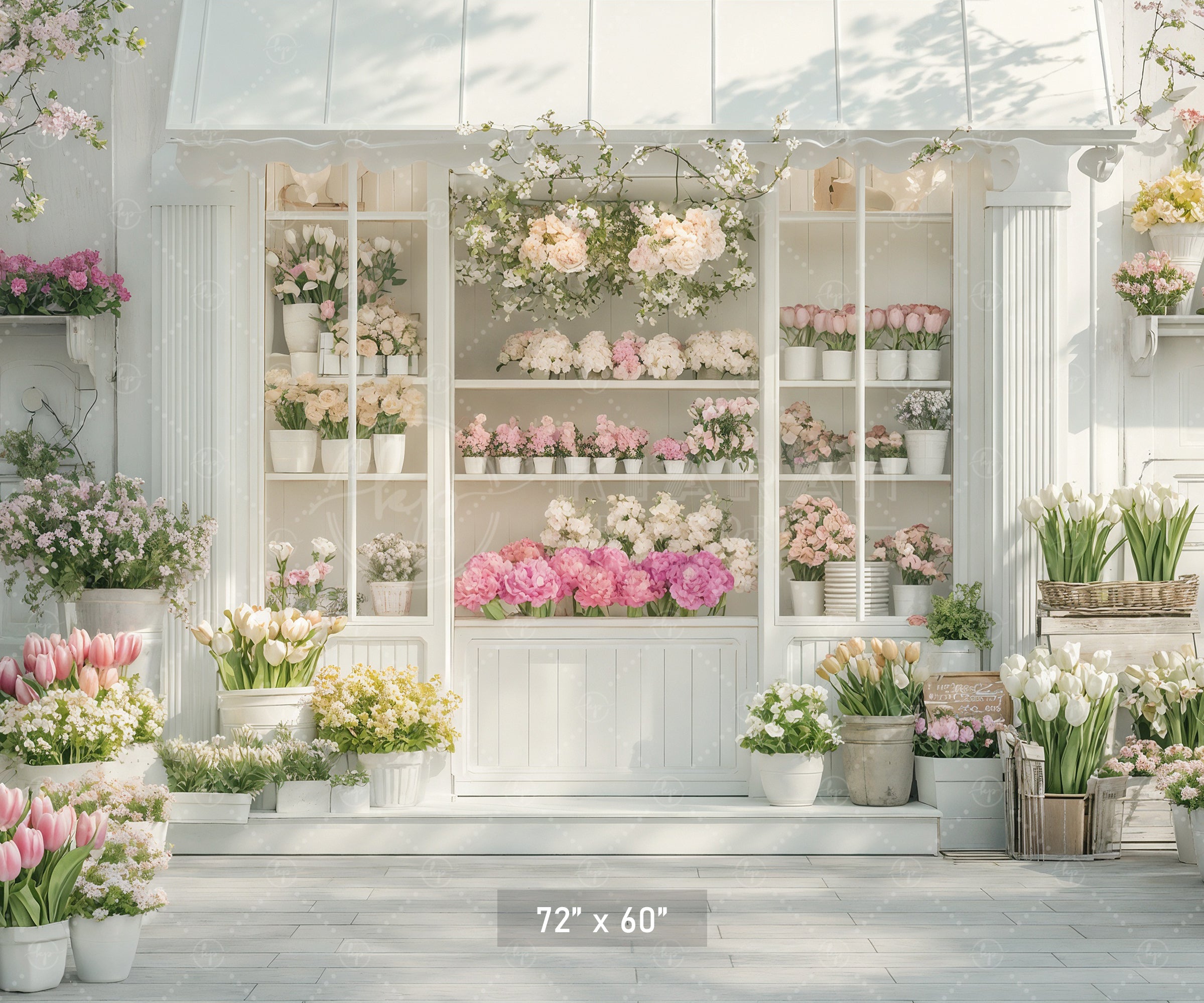 Chic Floral Boutique Facade Backdrop