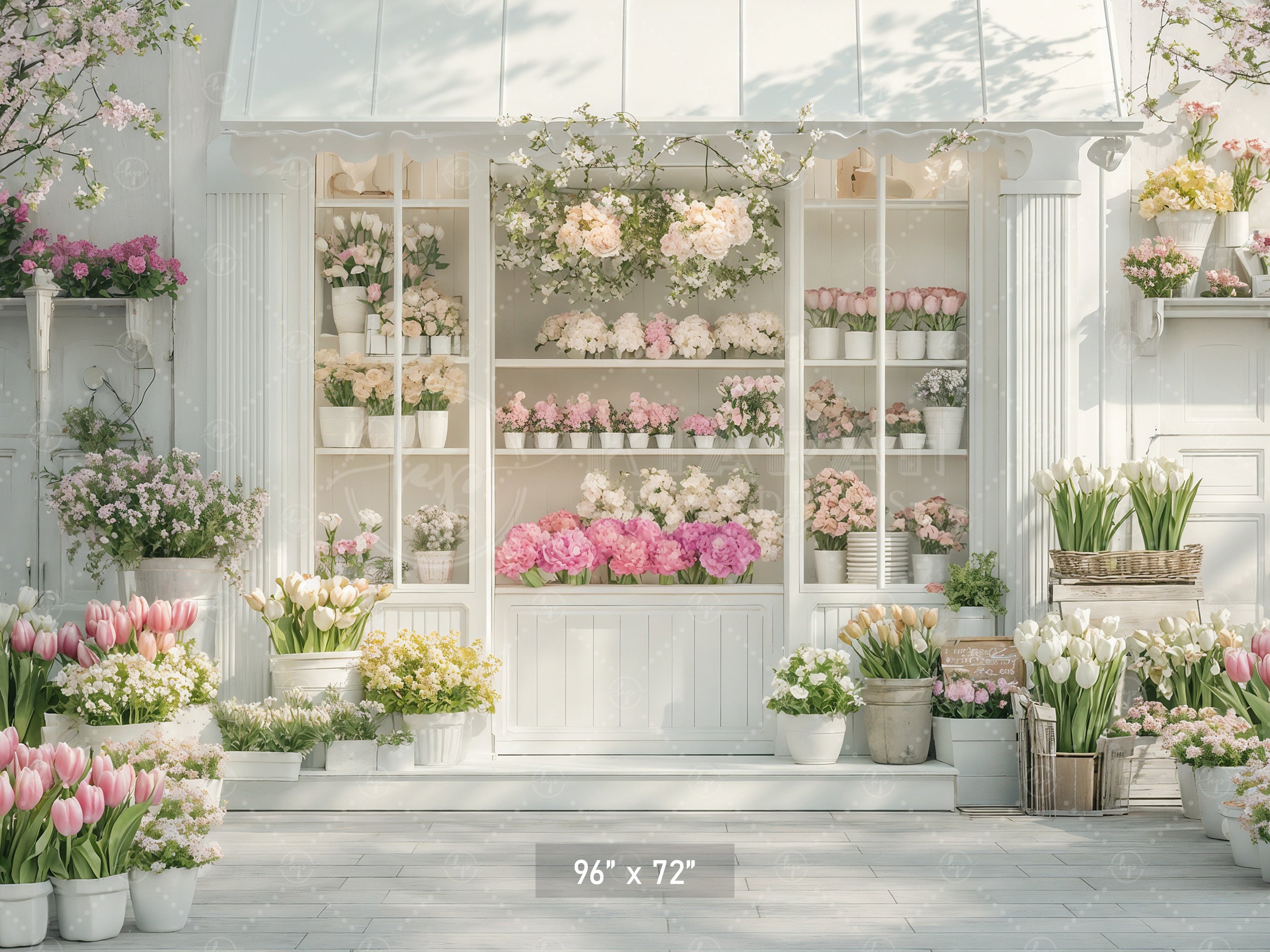 Chic Floral Boutique Facade Backdrop