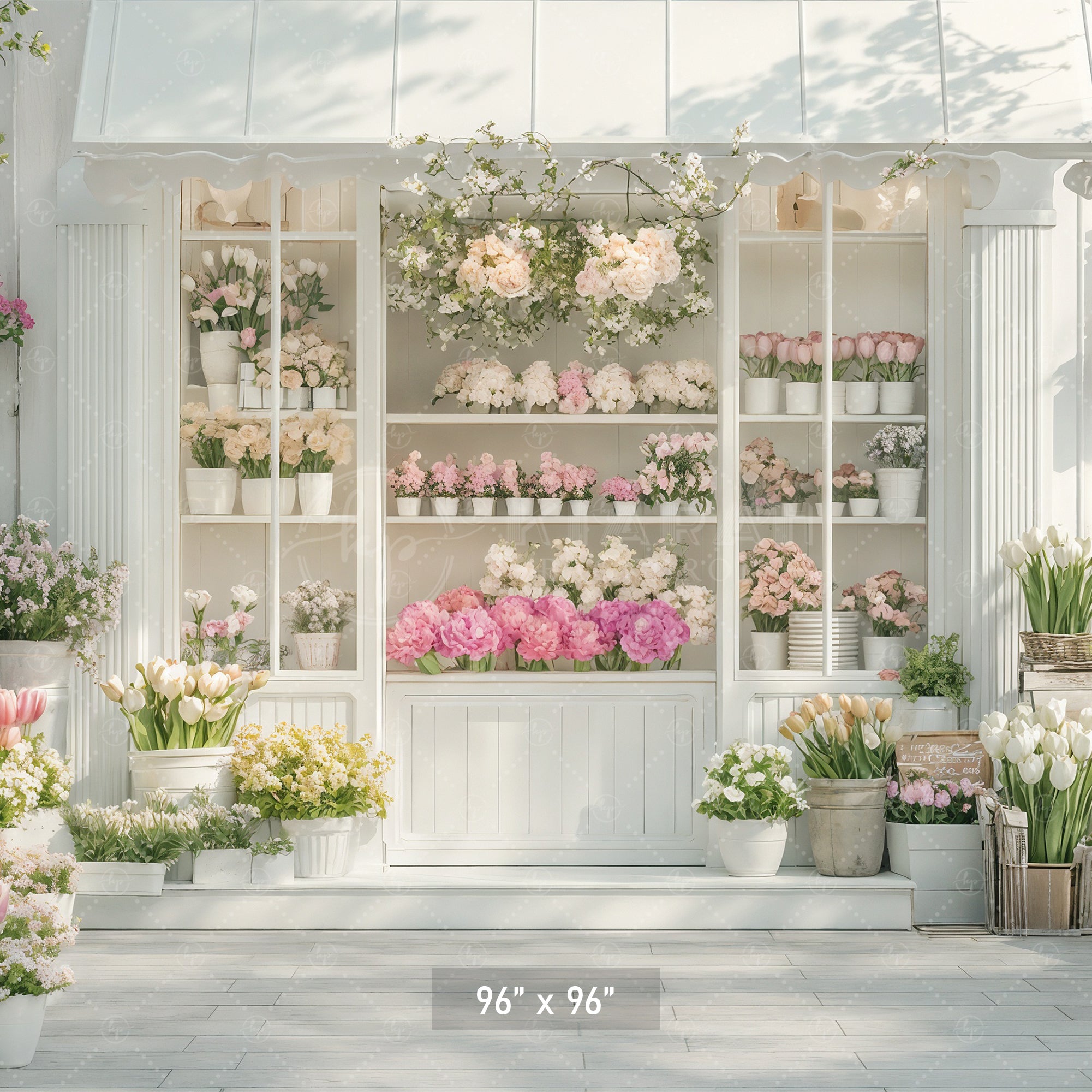 Chic Floral Boutique Facade Backdrop