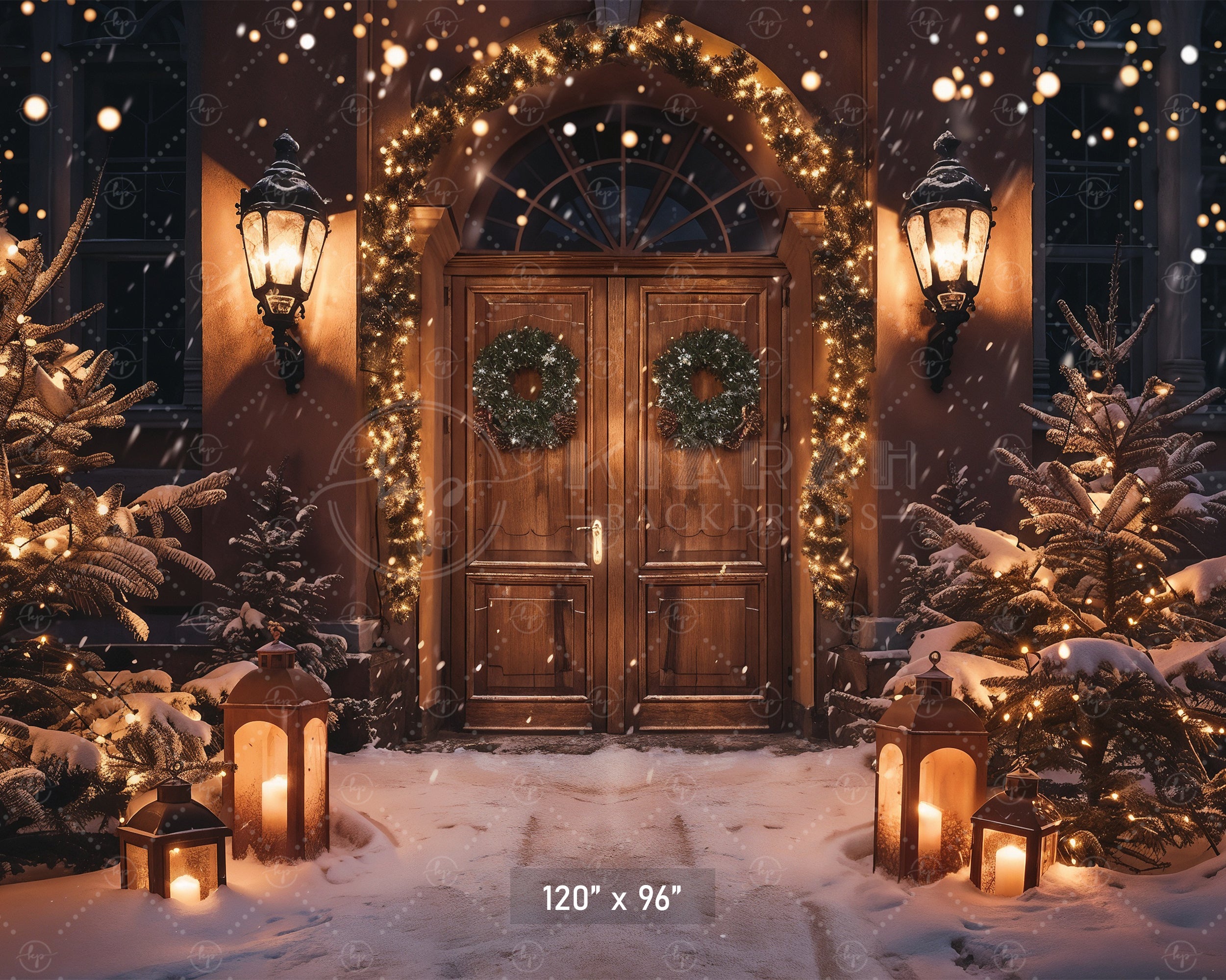 Elegant Christmas Doorway Glow Backdrop