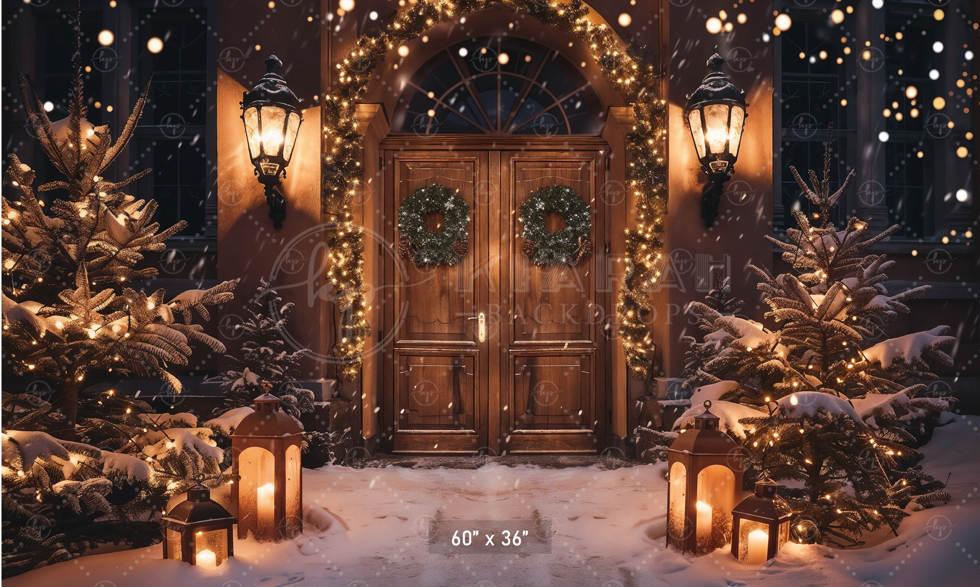 Elegant Christmas Doorway Glow Backdrop