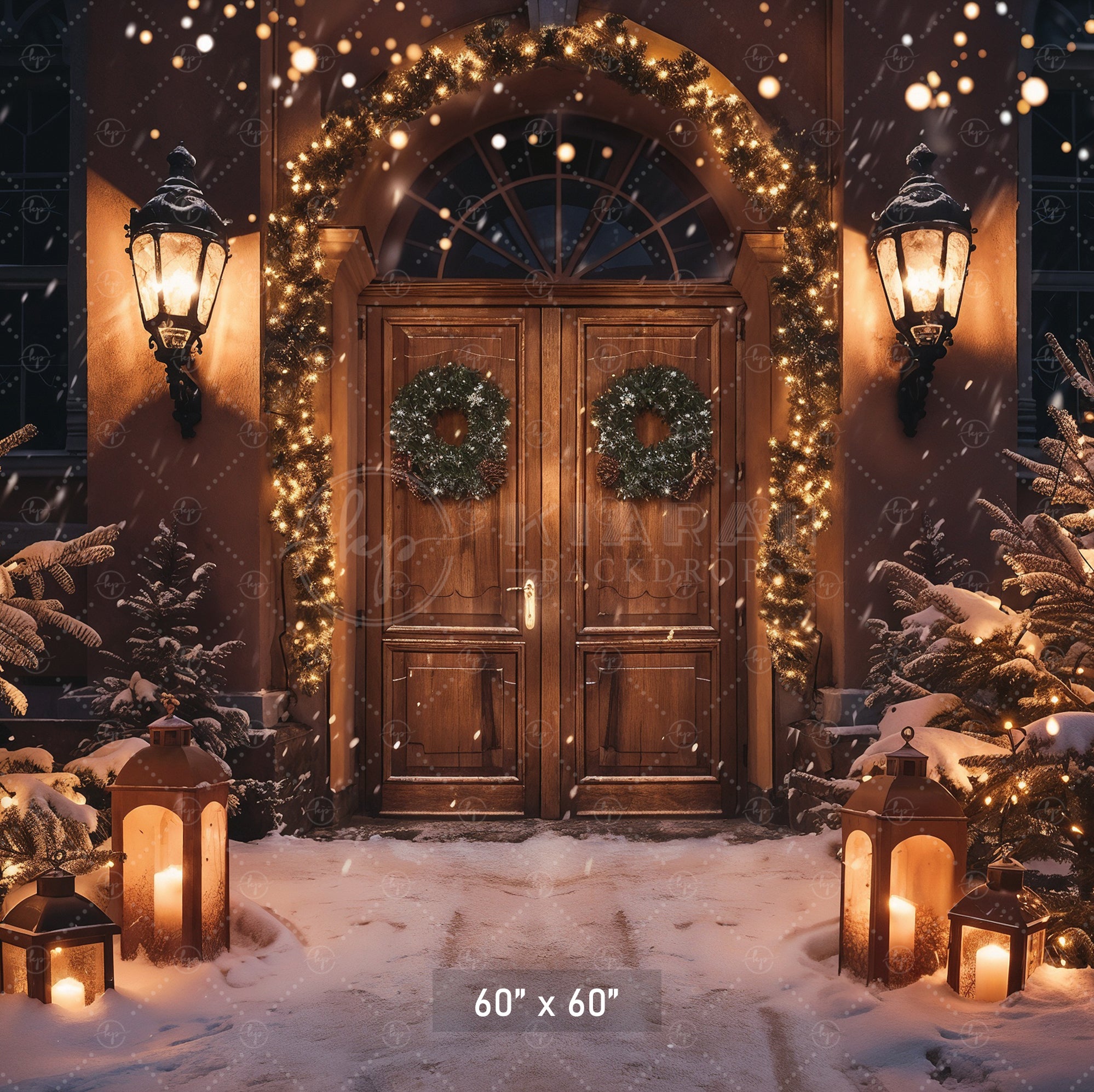 Elegant Christmas Doorway Glow Backdrop