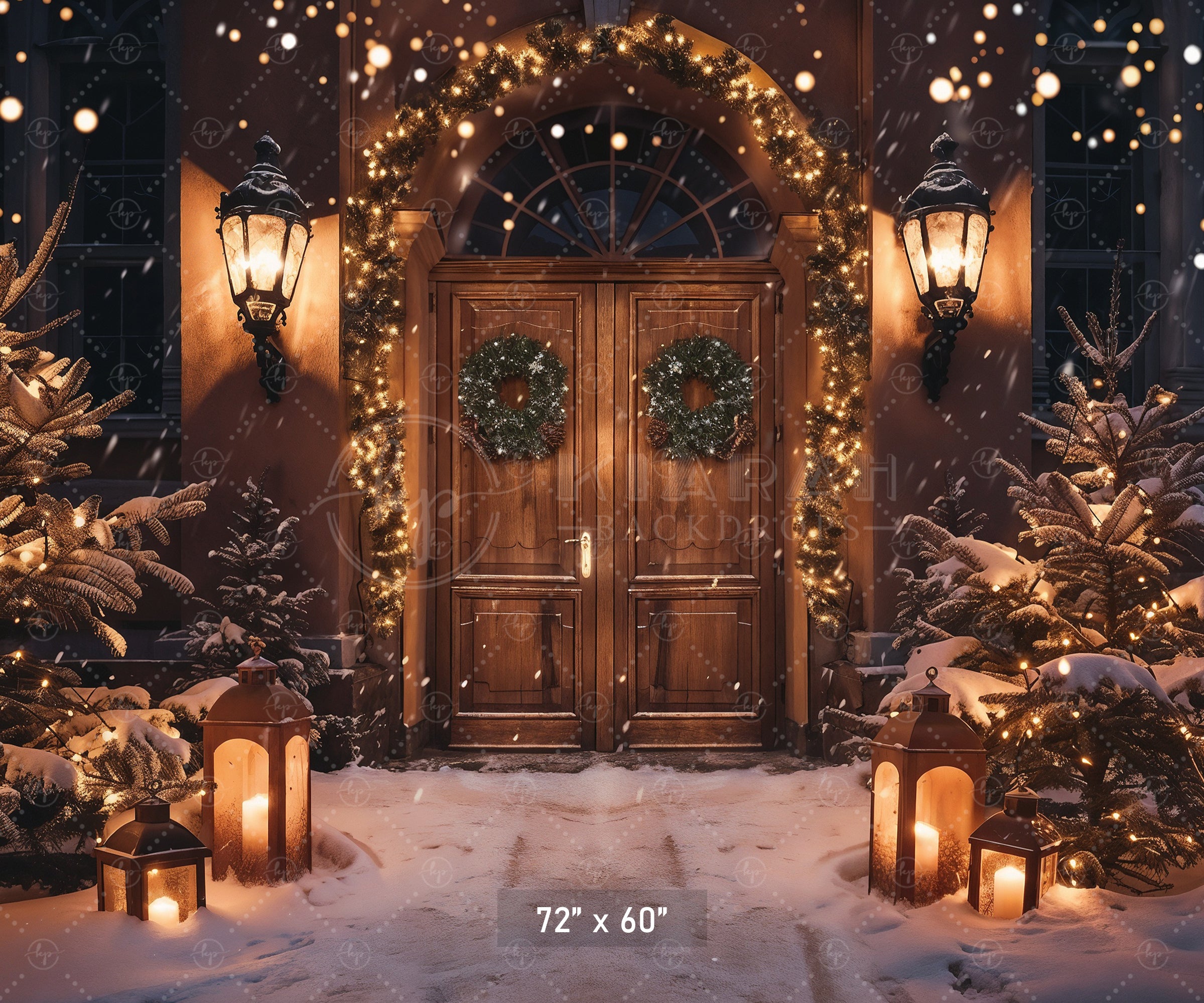 Elegant Christmas Doorway Glow Backdrop