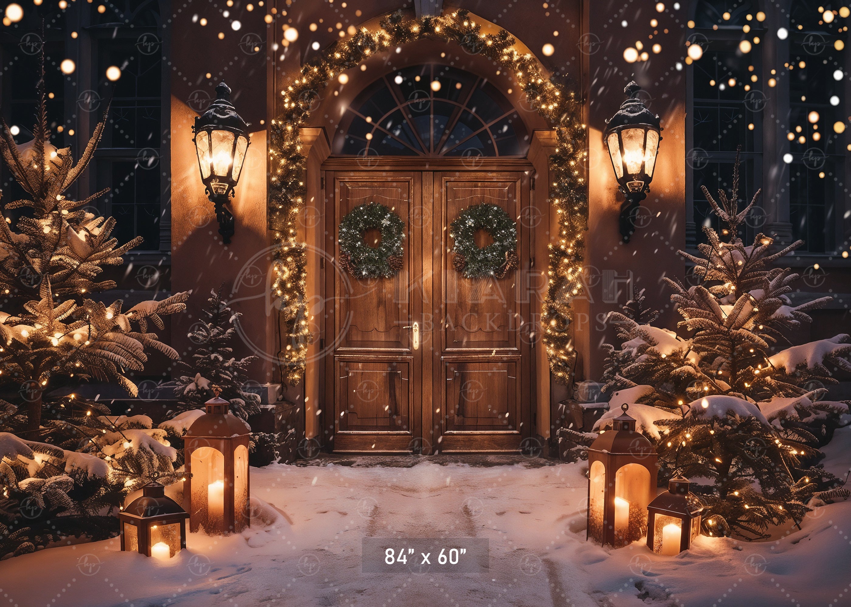Elegant Christmas Doorway Glow Backdrop