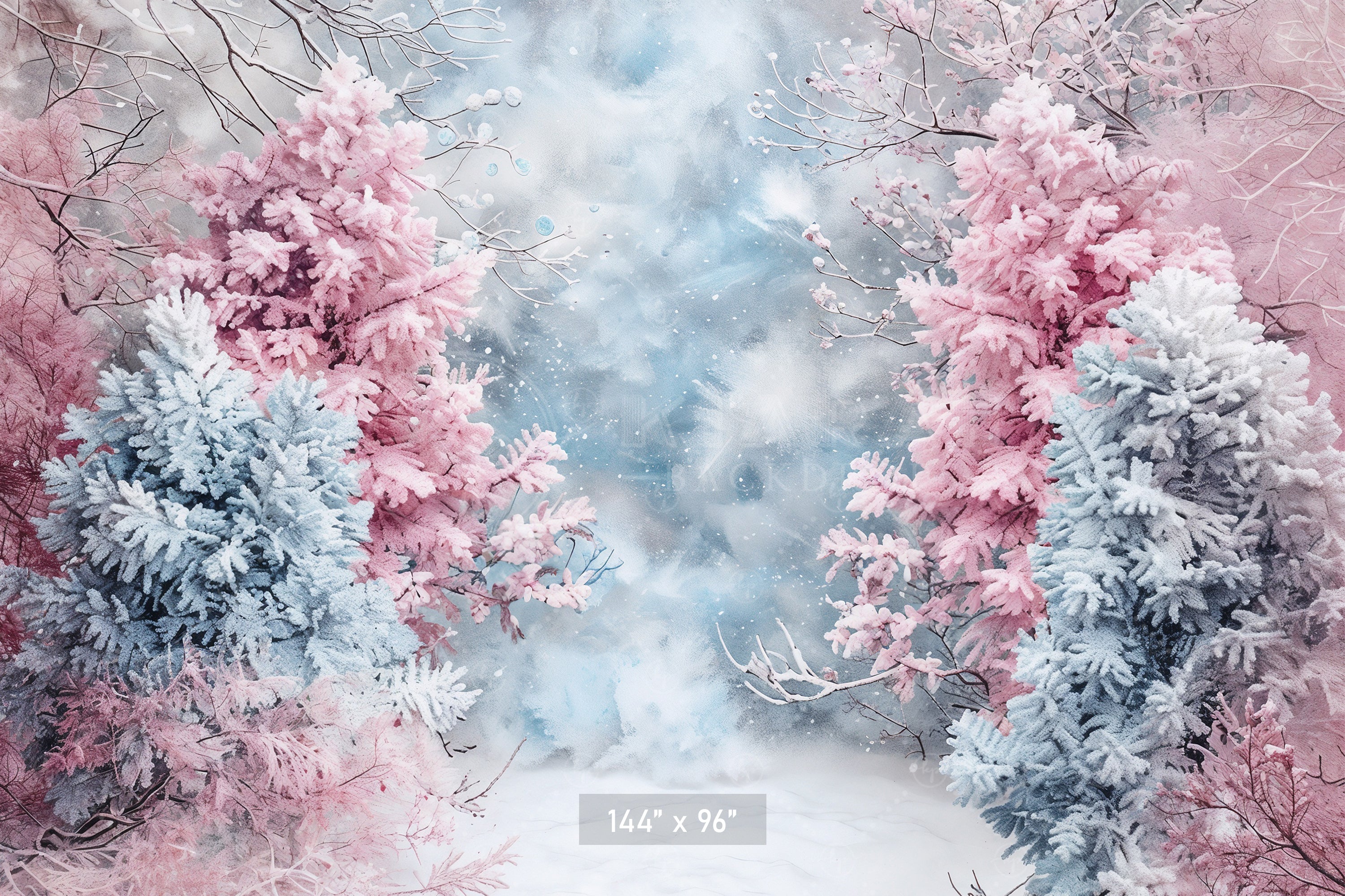 Enchanted Pastel Winter Woods Backdrop