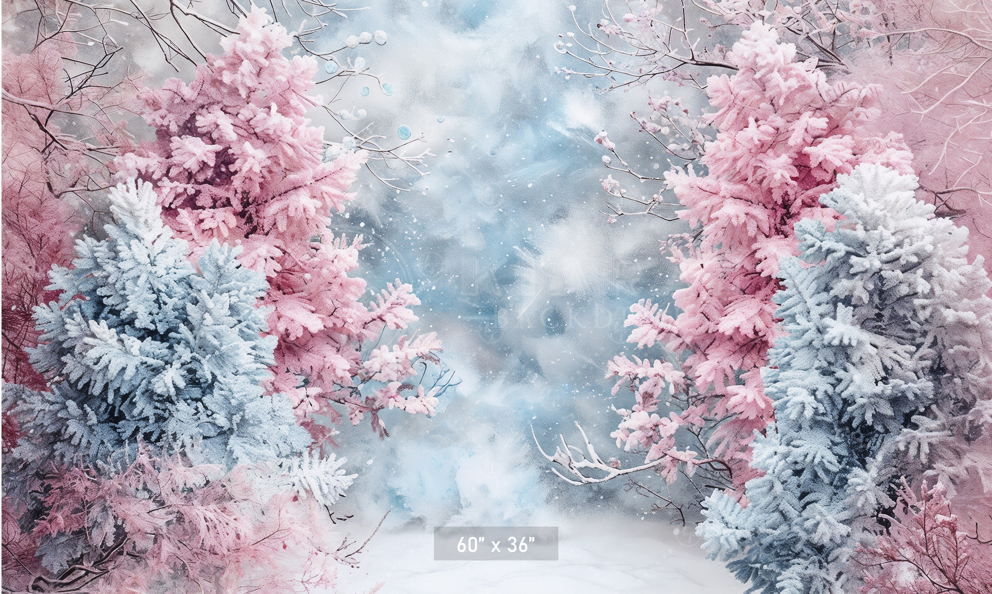Enchanted Pastel Winter Woods Backdrop