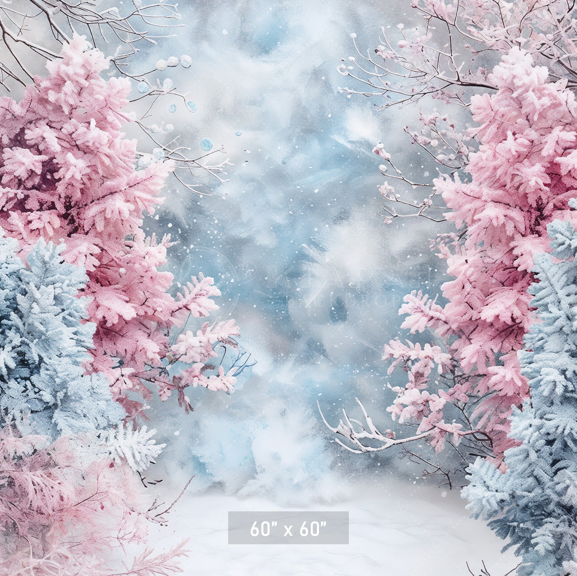 Enchanted Pastel Winter Woods Backdrop