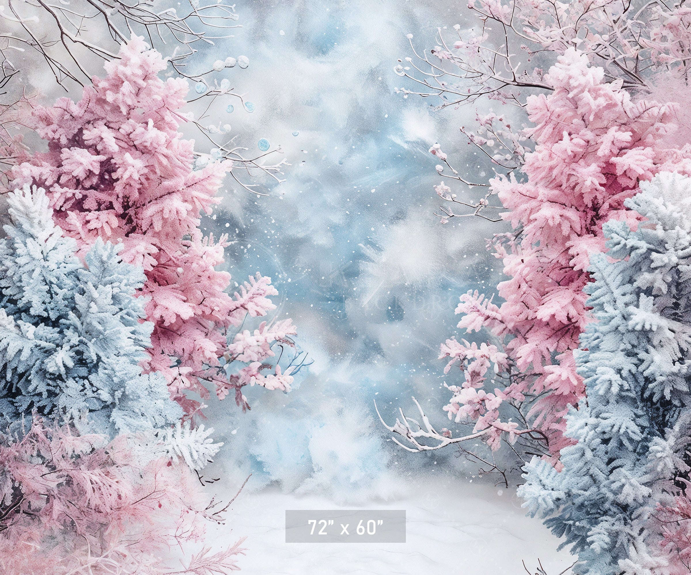 Enchanted Pastel Winter Woods Backdrop