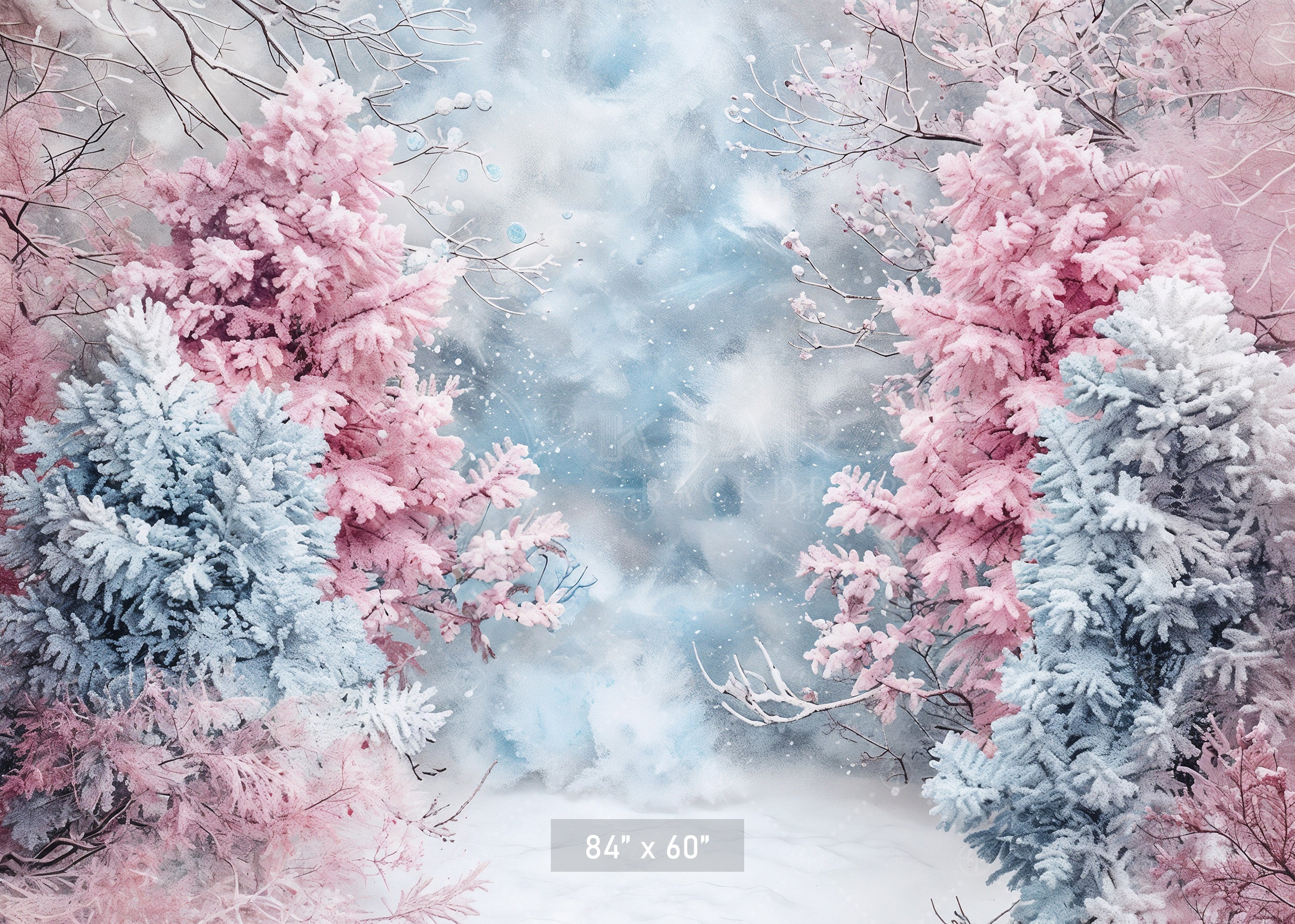 Enchanted Pastel Winter Woods Backdrop