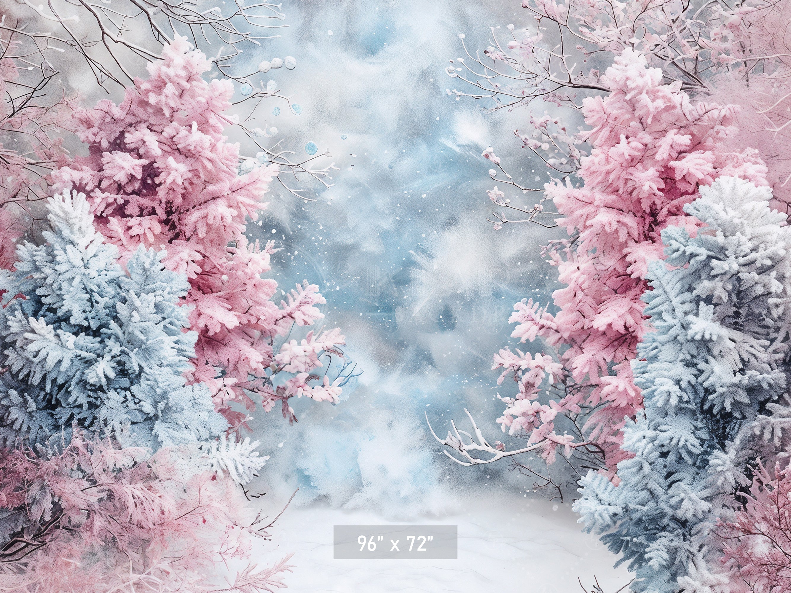 Enchanted Pastel Winter Woods Backdrop