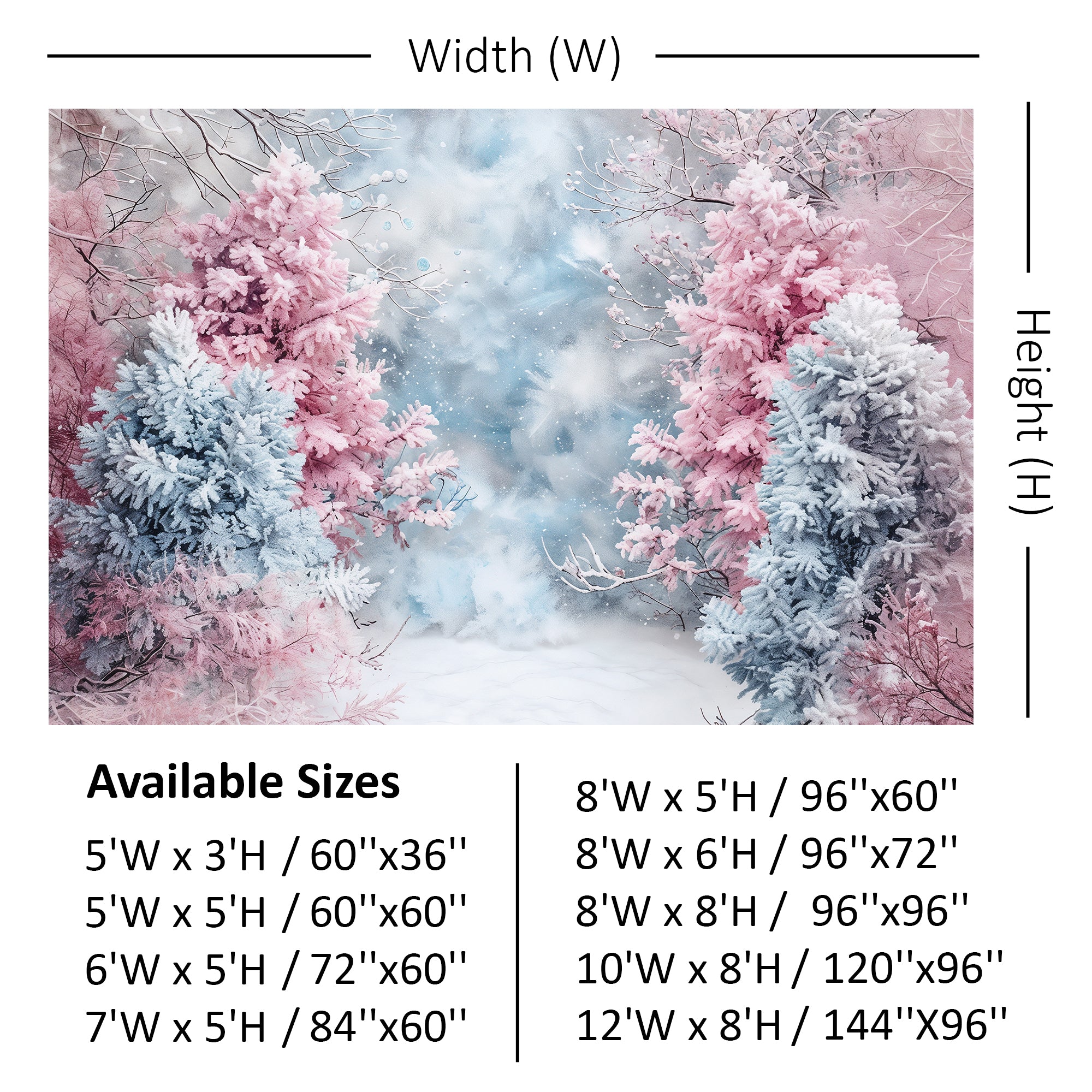 Enchanted Pastel Winter Woods Backdrop