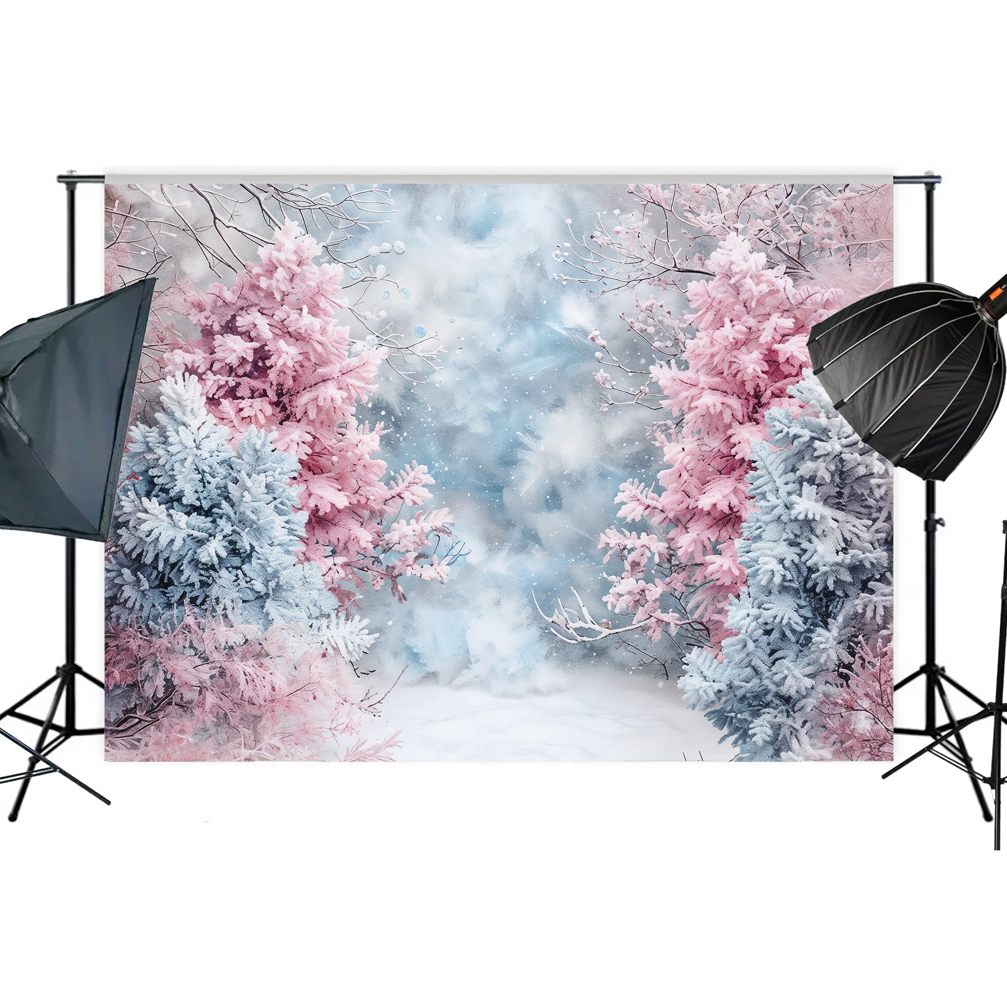 Enchanted Pastel Winter Woods Backdrop