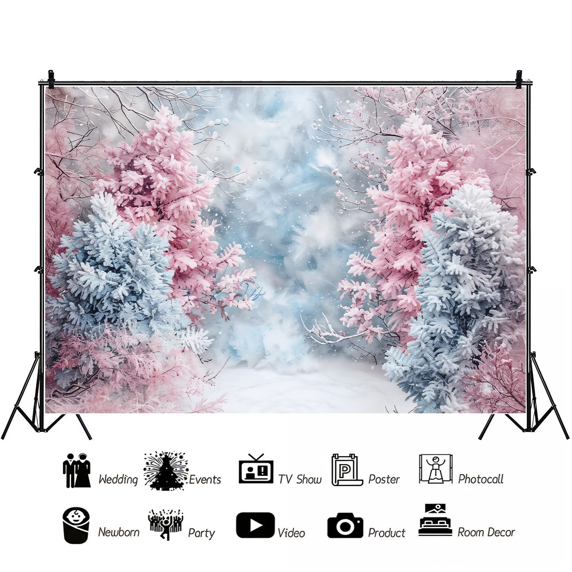 Enchanted Pastel Winter Woods Backdrop
