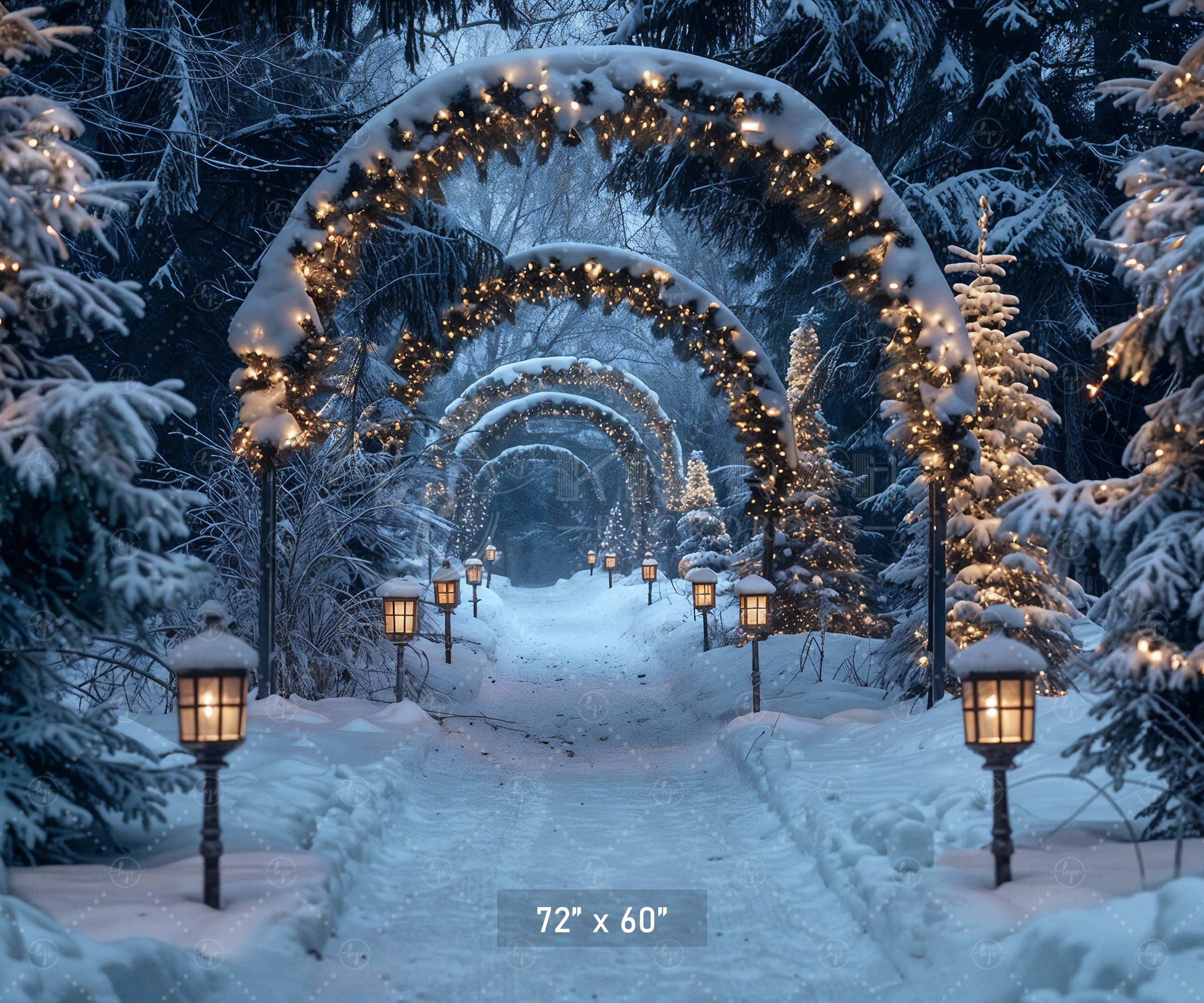Enchanted Forest Christmas Pathway Backdrop