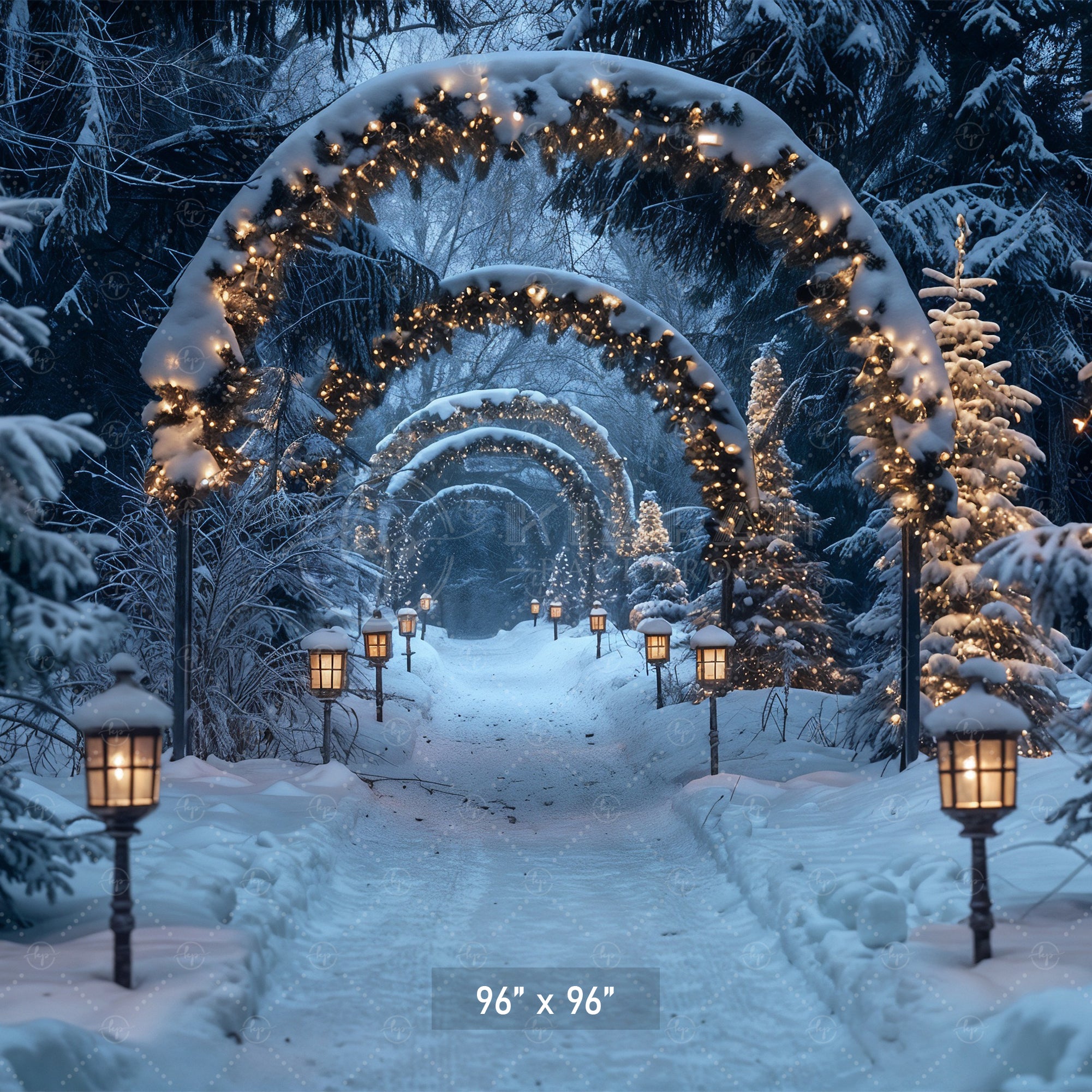 Enchanted Forest Christmas Pathway Backdrop