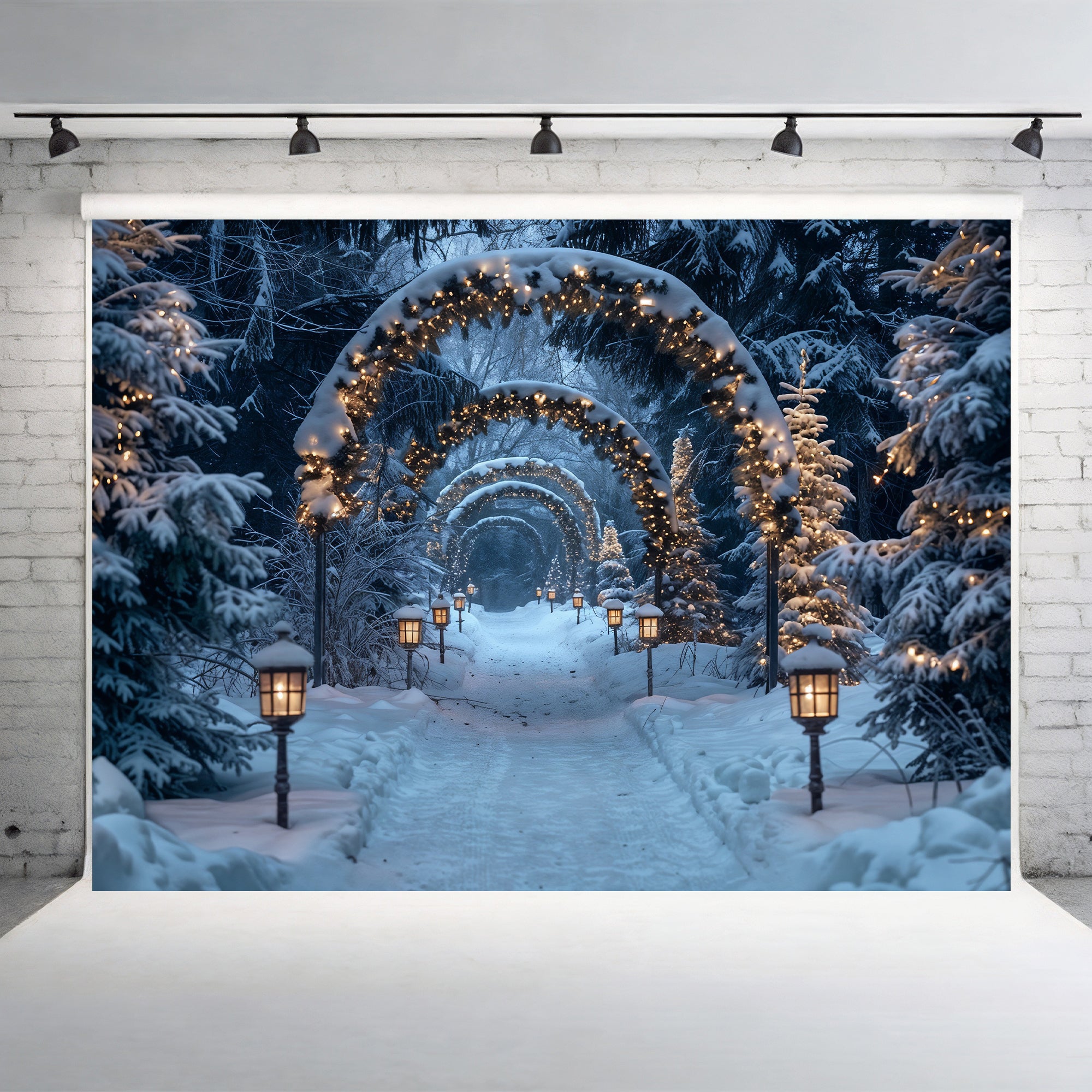 Enchanted Forest Christmas Pathway Backdrop