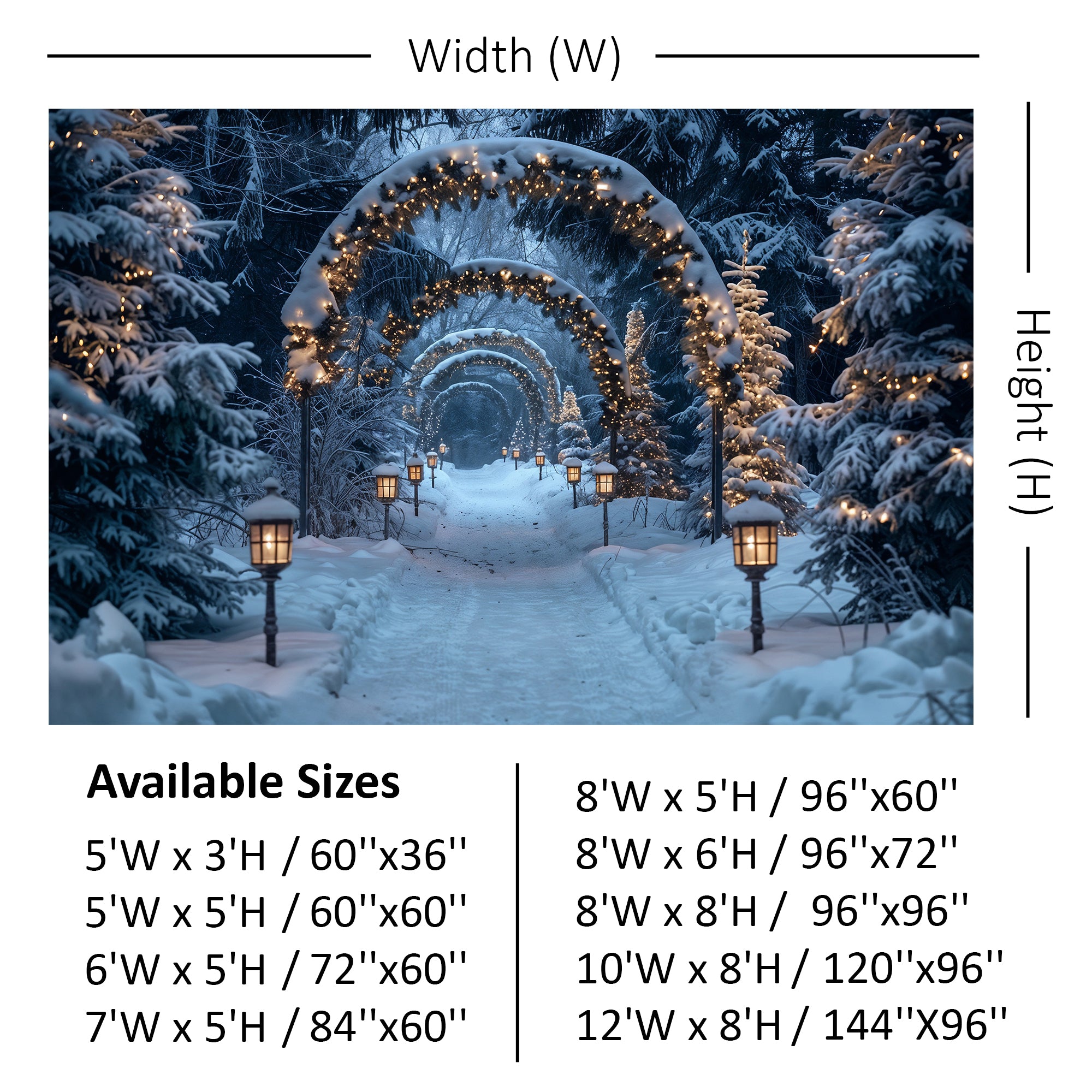 Enchanted Forest Christmas Pathway Backdrop