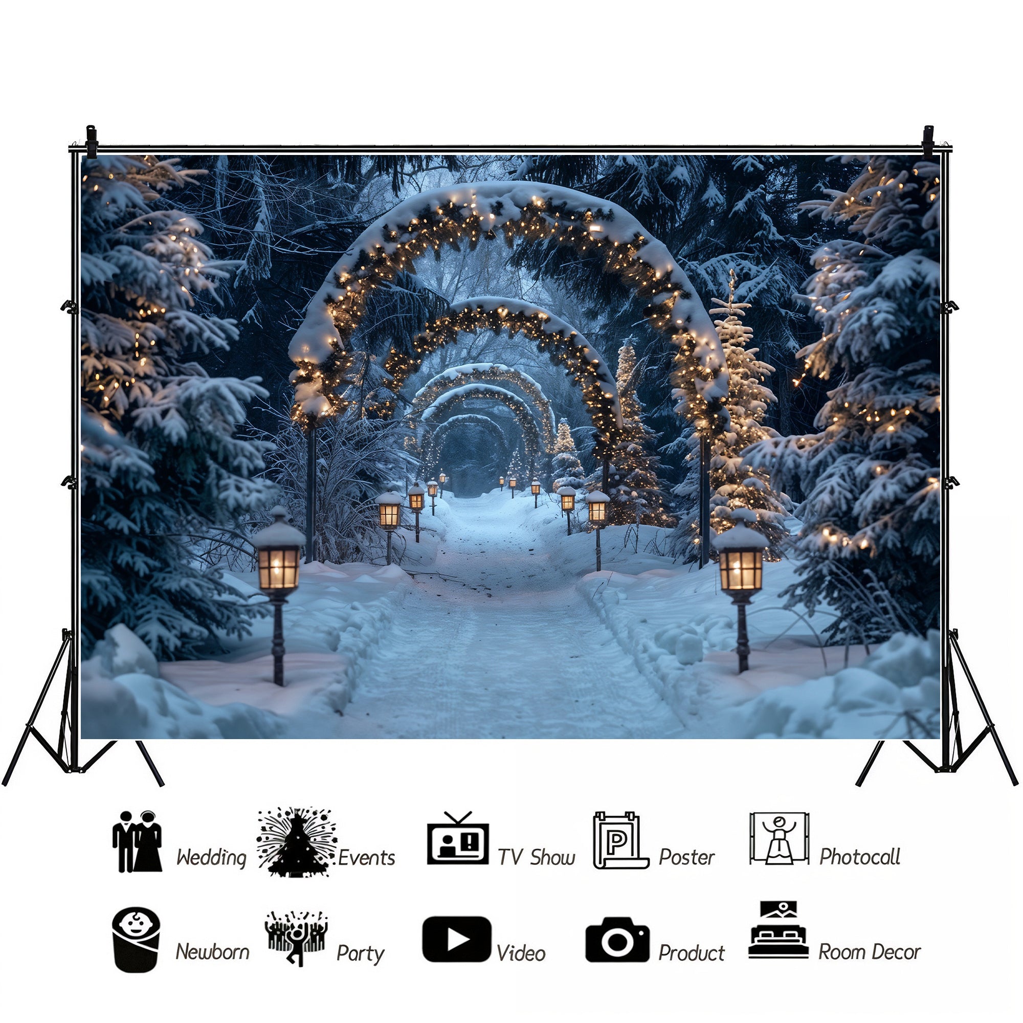 Enchanted Forest Christmas Pathway Backdrop