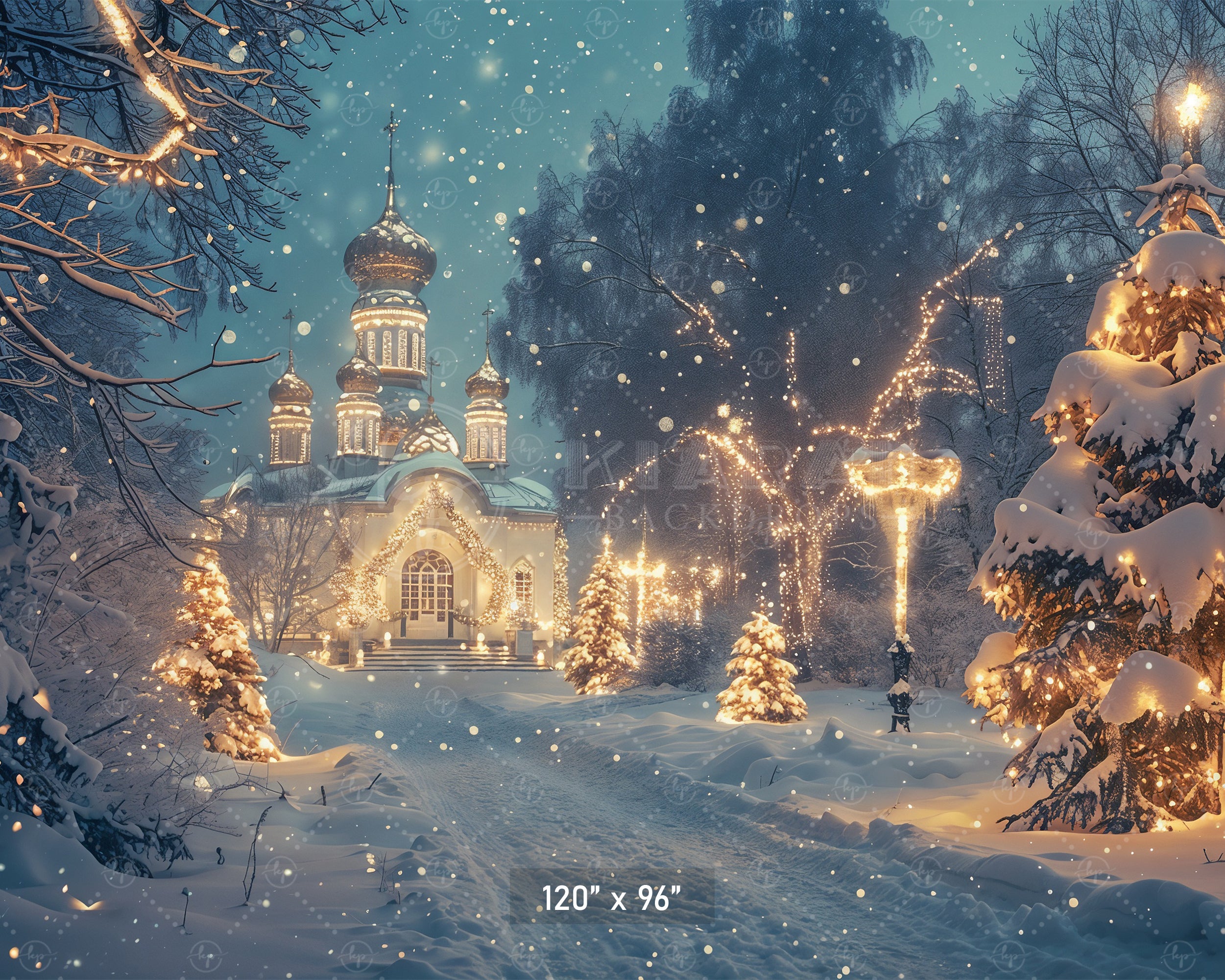 Snowy Christmas Eve Scene Backdrop