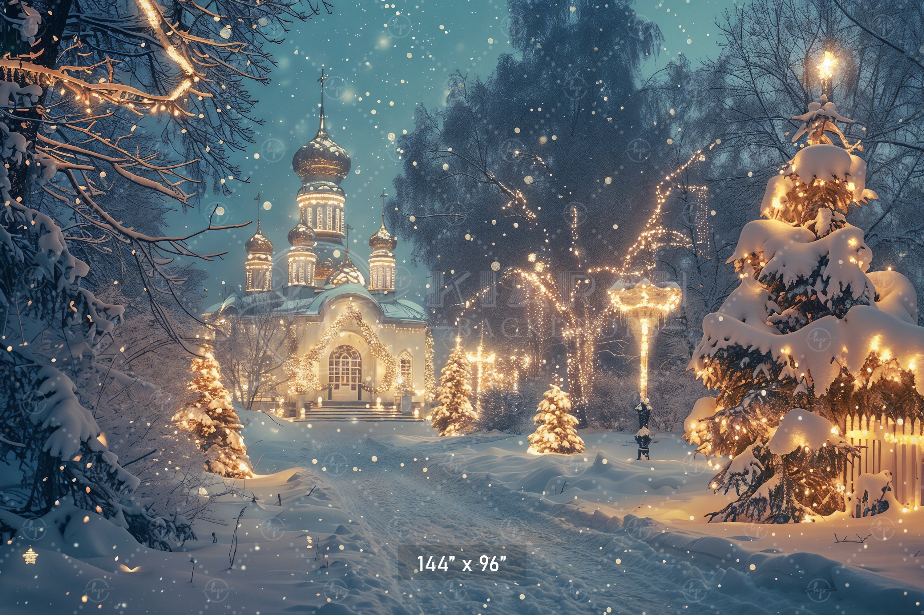 Snowy Christmas Eve Scene Backdrop