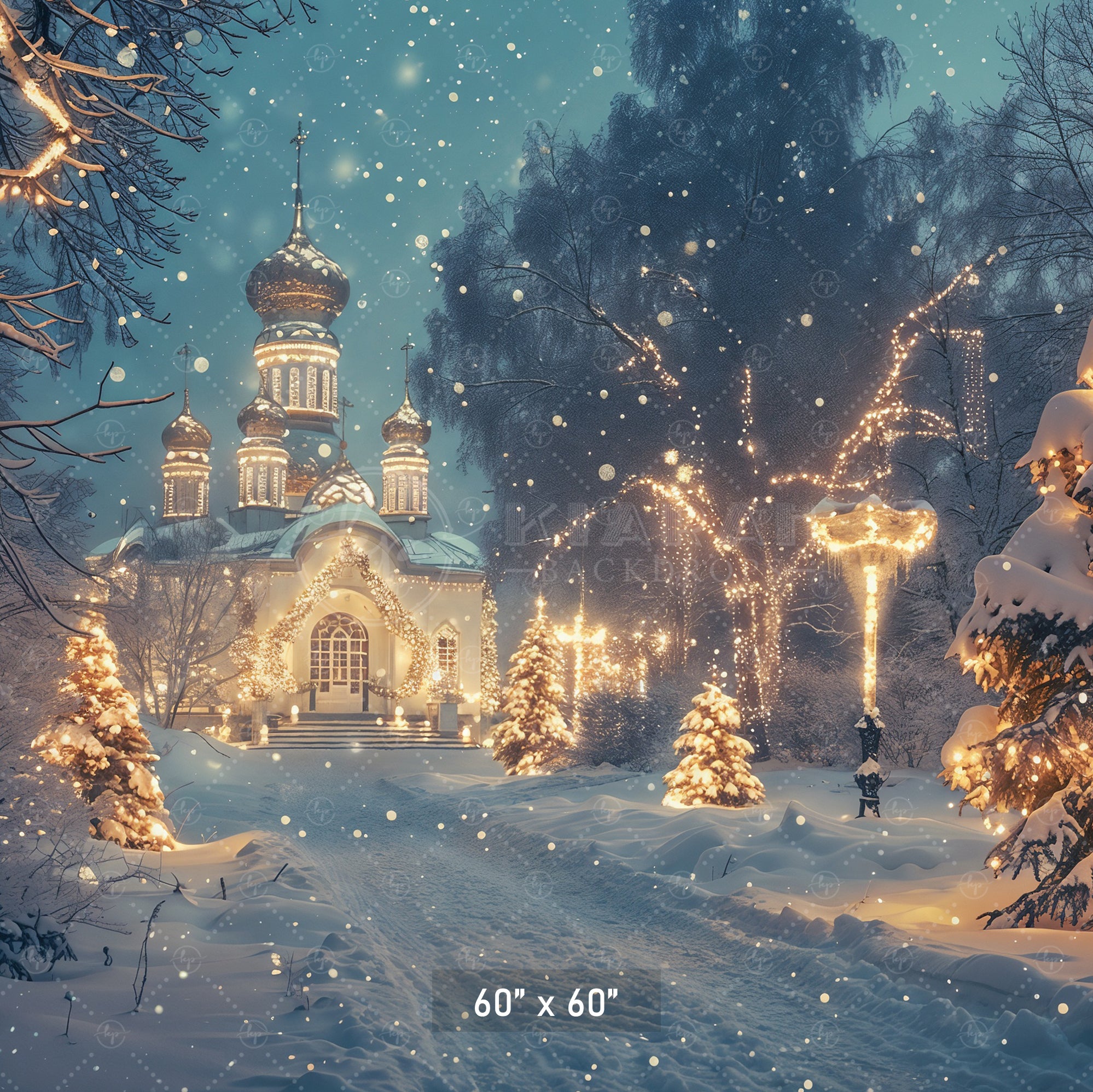 Snowy Christmas Eve Scene Backdrop