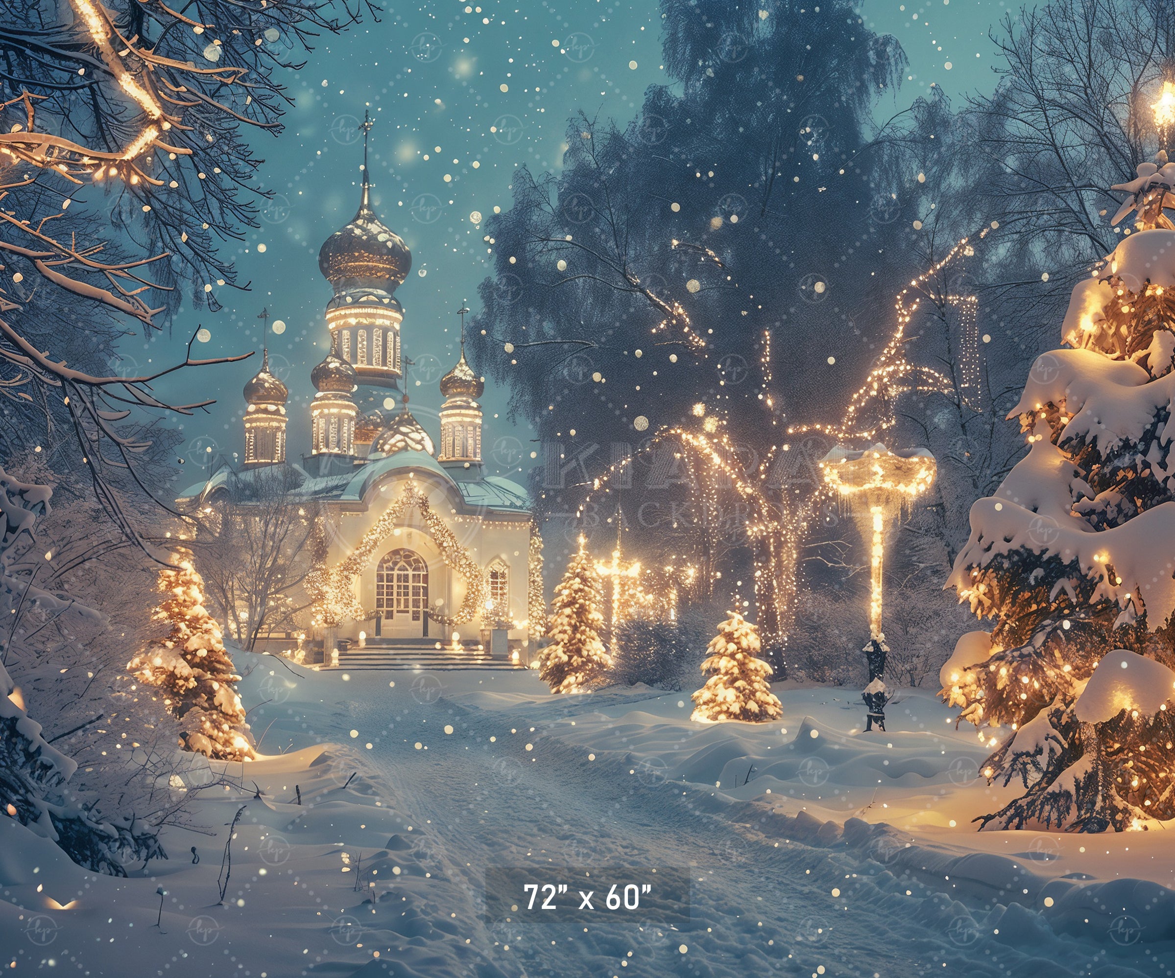 Snowy Christmas Eve Scene Backdrop