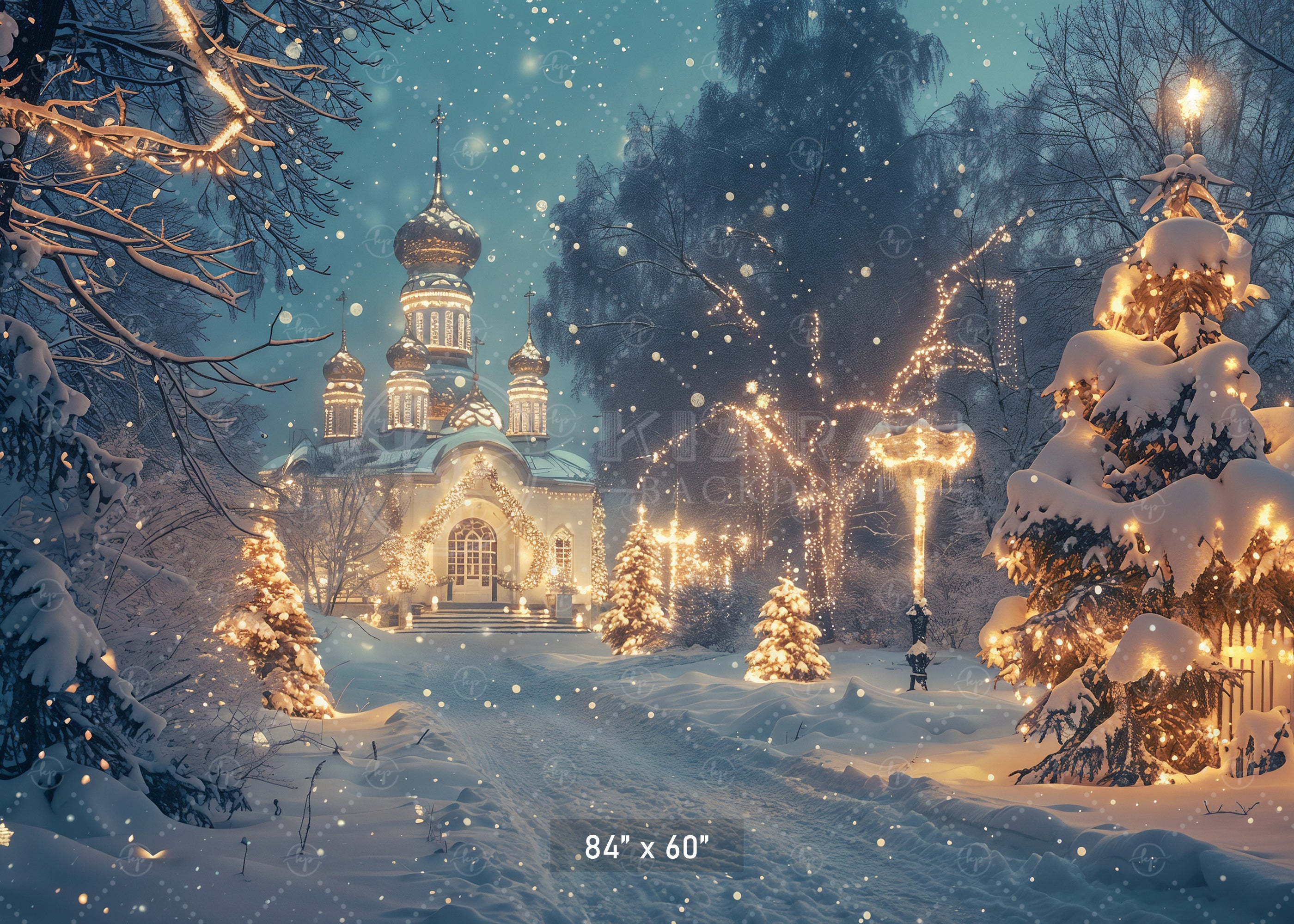 Snowy Christmas Eve Scene Backdrop