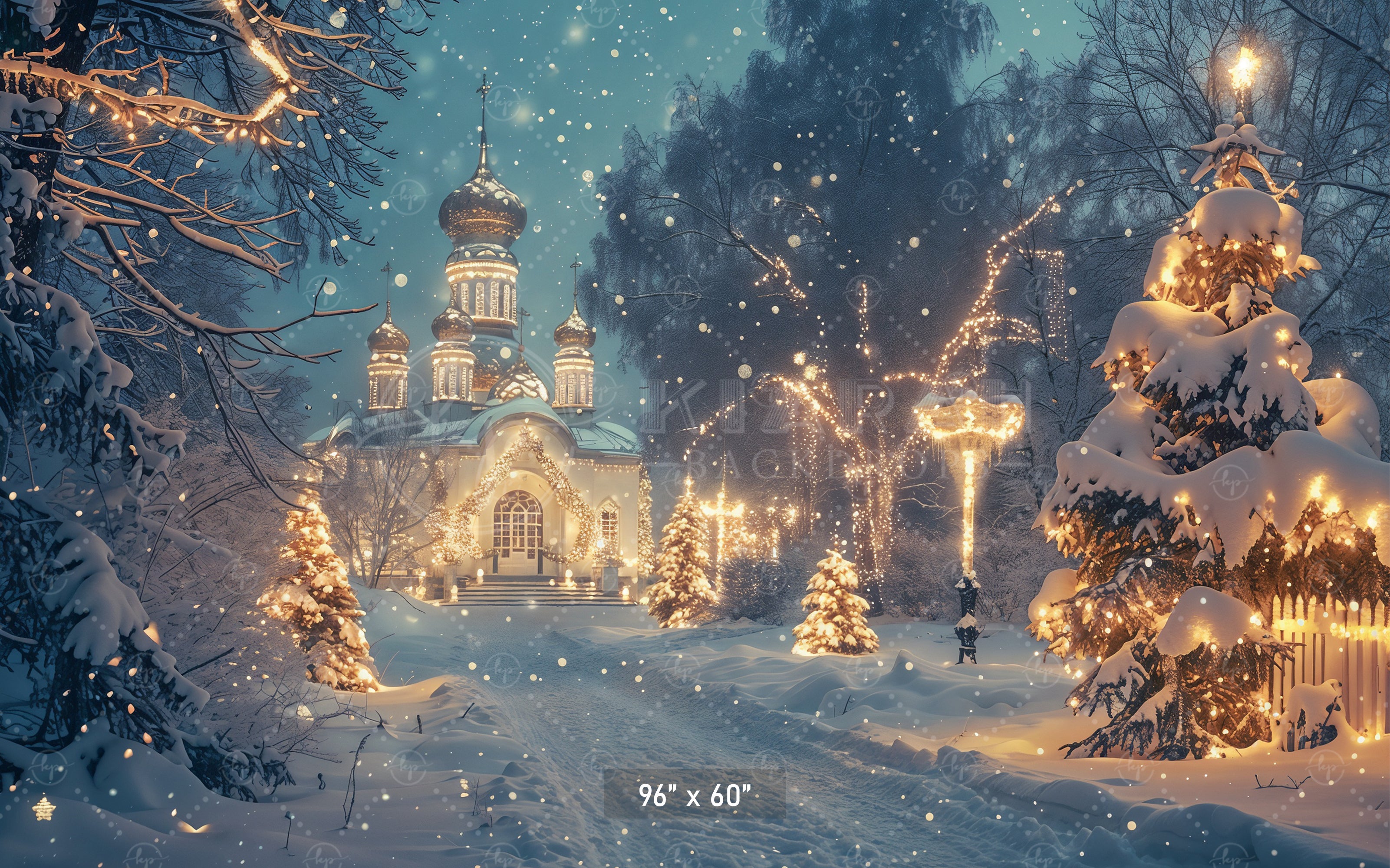 Snowy Christmas Eve Scene Backdrop