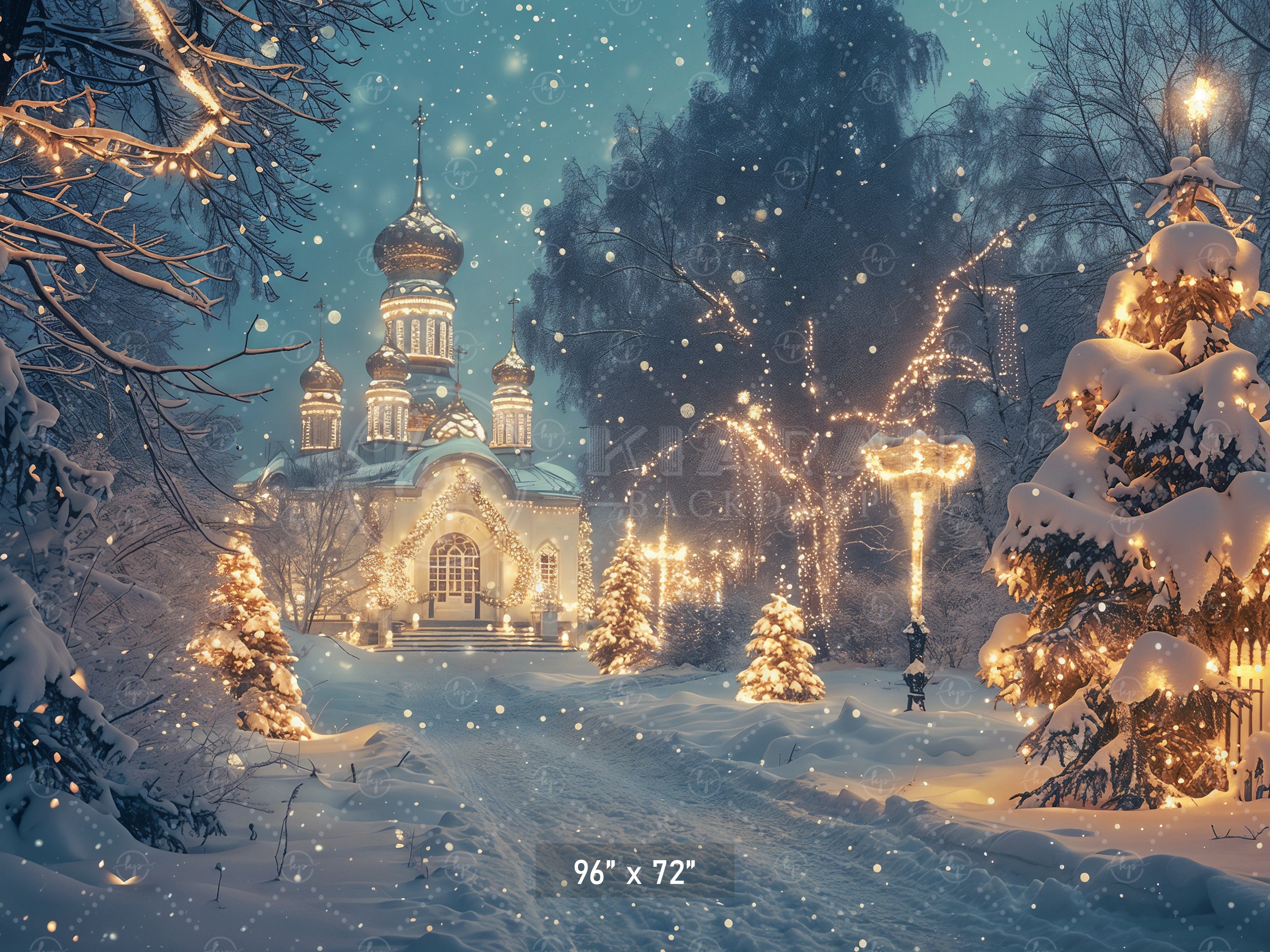 Snowy Christmas Eve Scene Backdrop