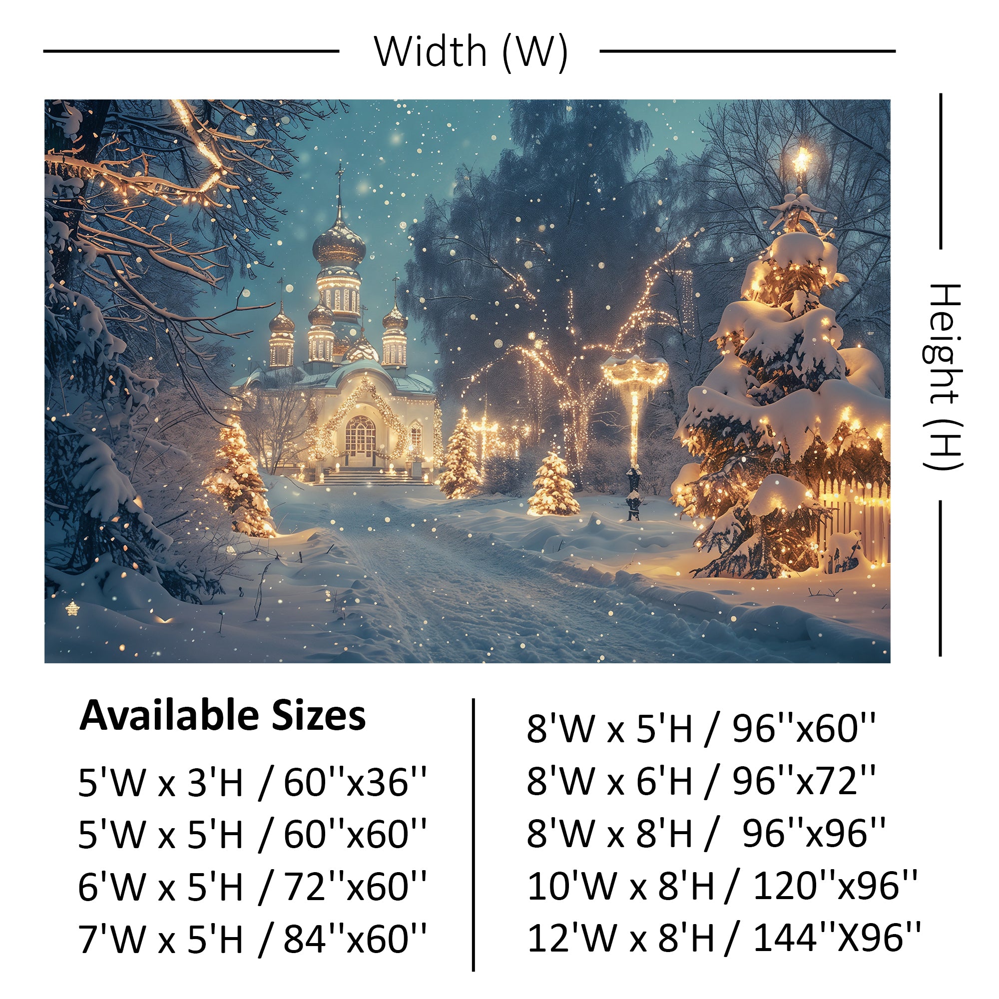 Snowy Christmas Eve Scene Backdrop