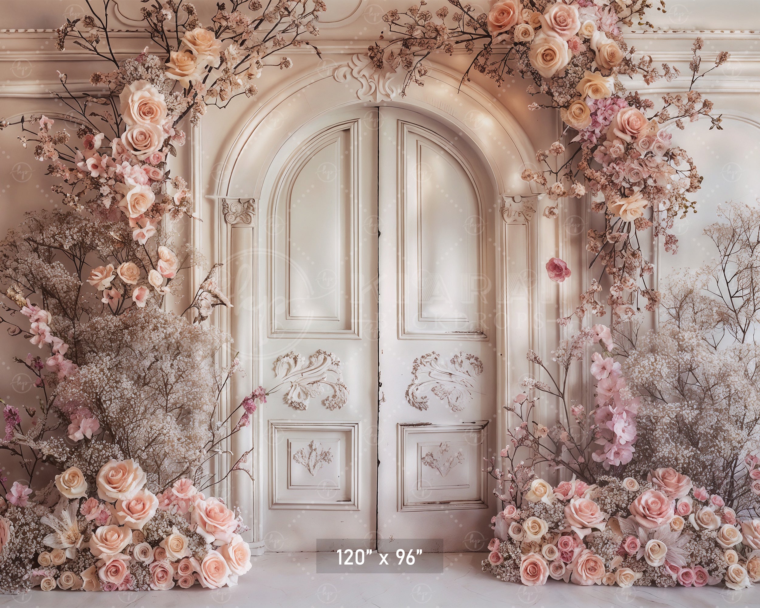 Romantic Floral Archway Door Backdrop