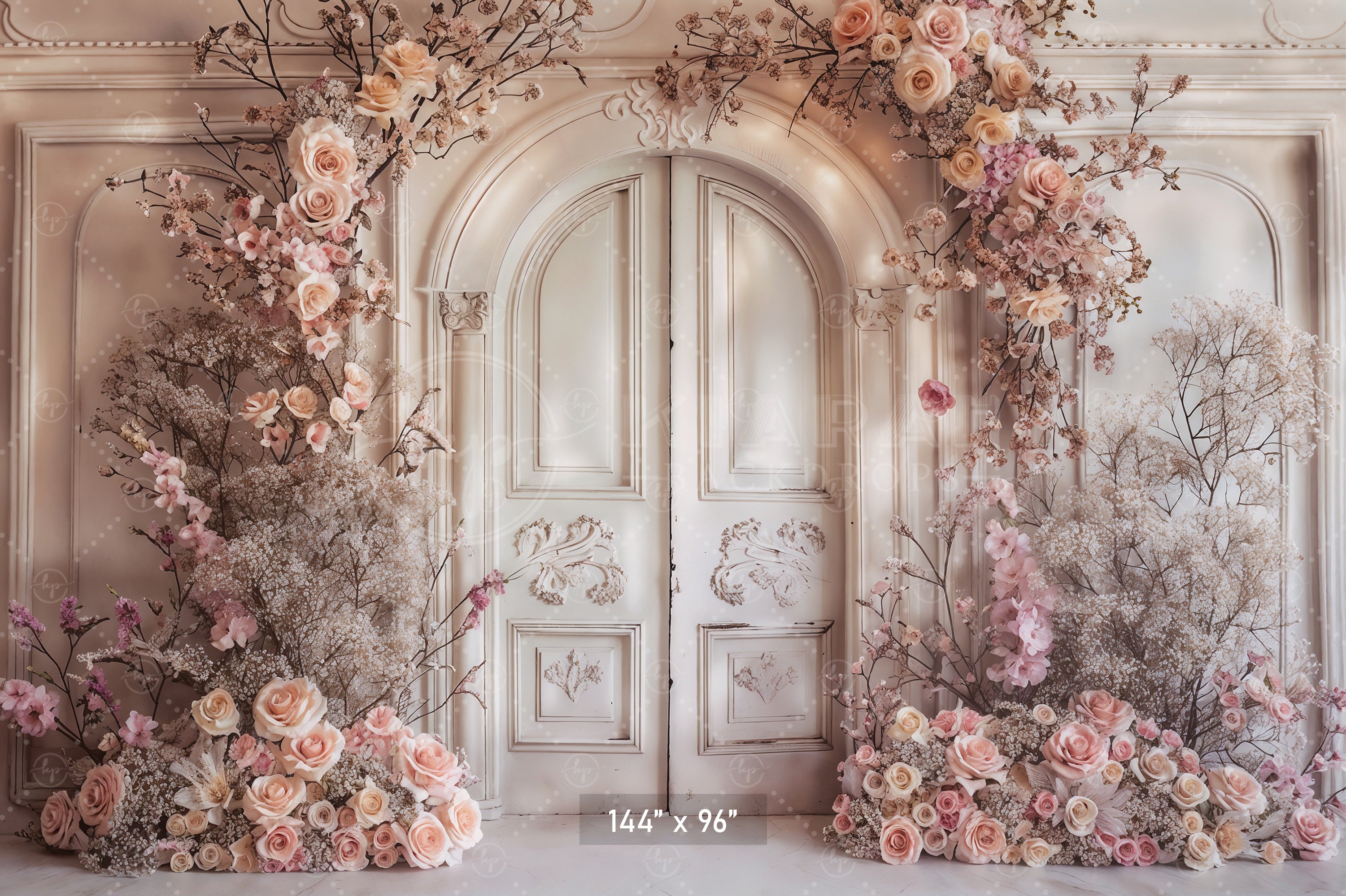 Romantic Floral Archway Door Backdrop