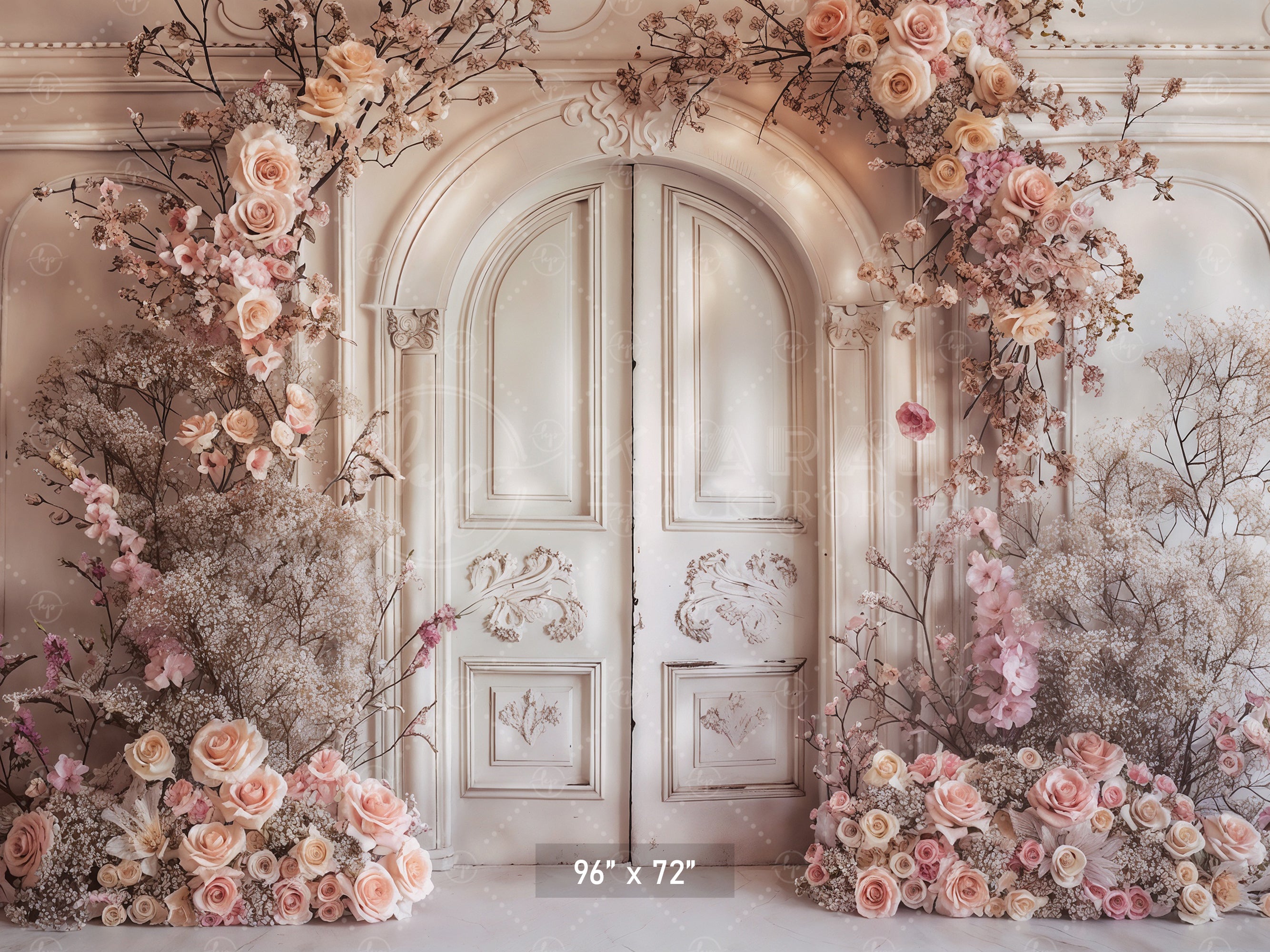Romantic Floral Archway Door Backdrop