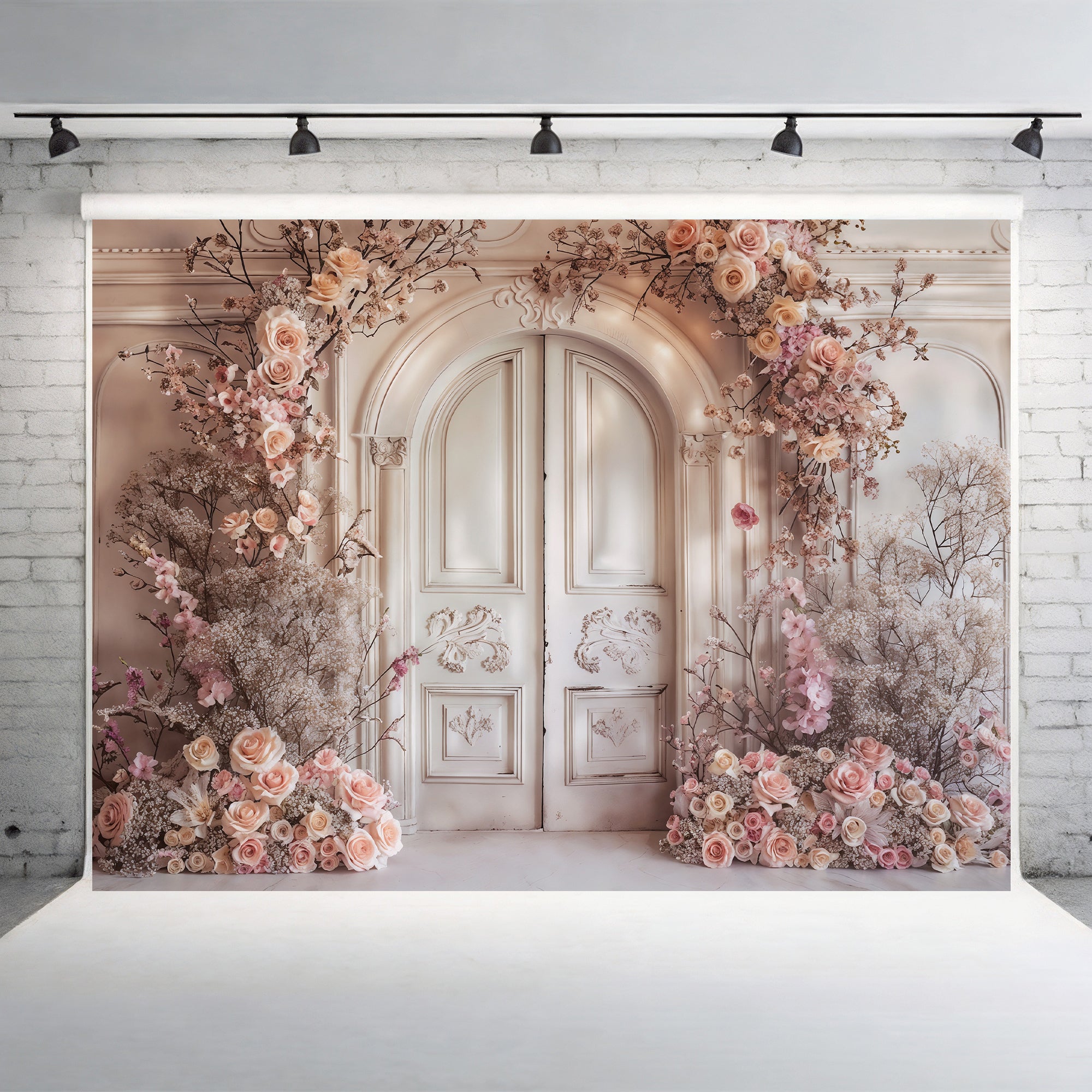 Romantic Floral Archway Door Backdrop