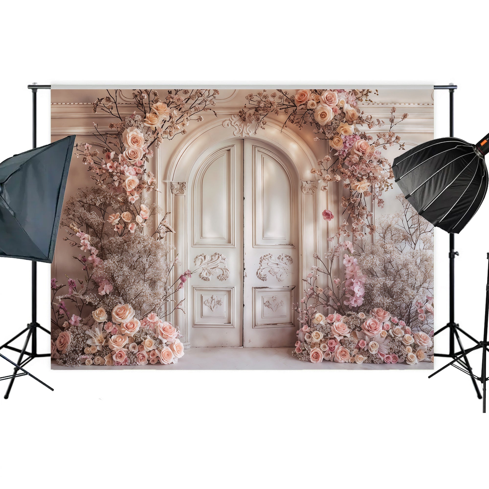Romantic Floral Archway Door Backdrop